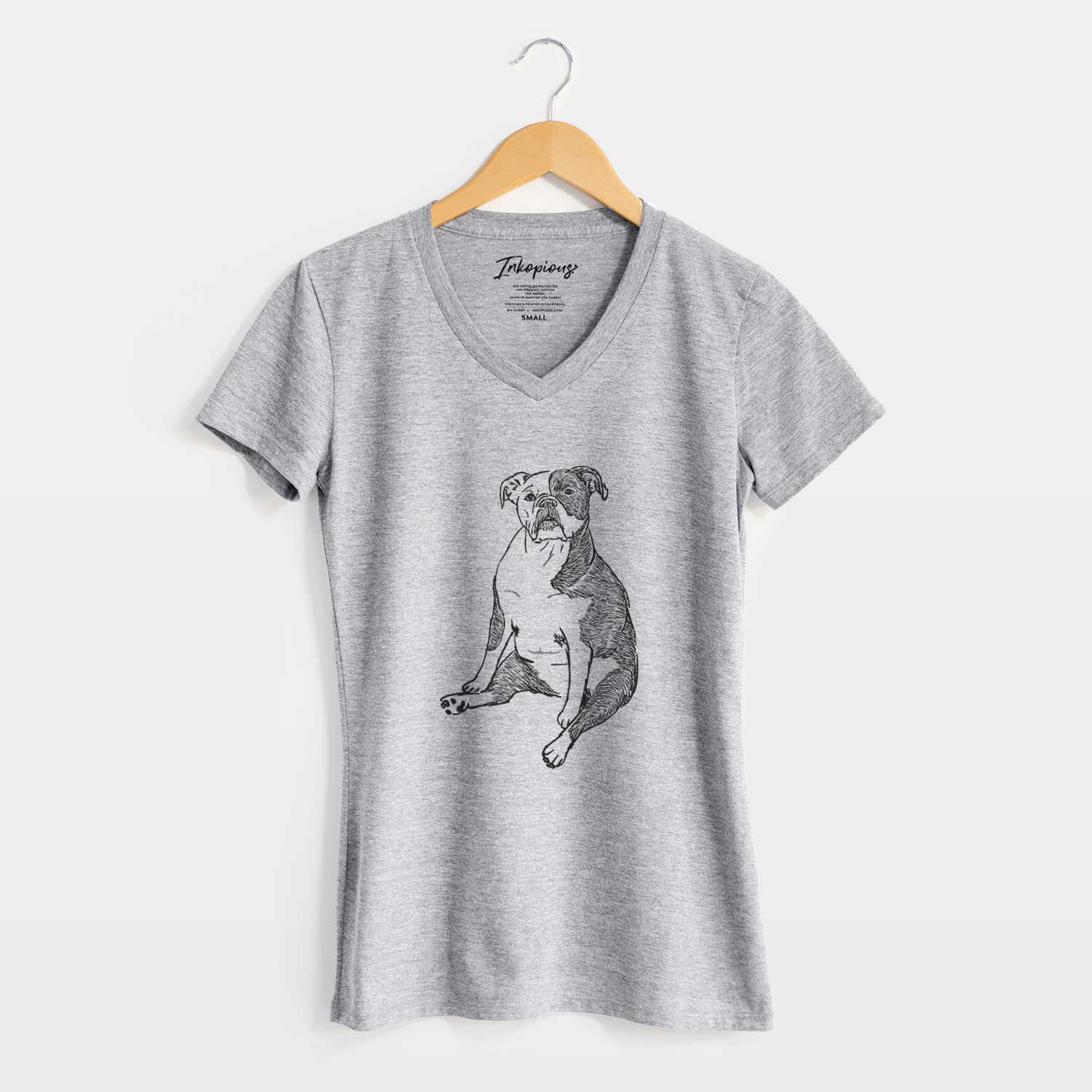 Doodled Phoebe the English Bulldog - Women's V-neck Shirt