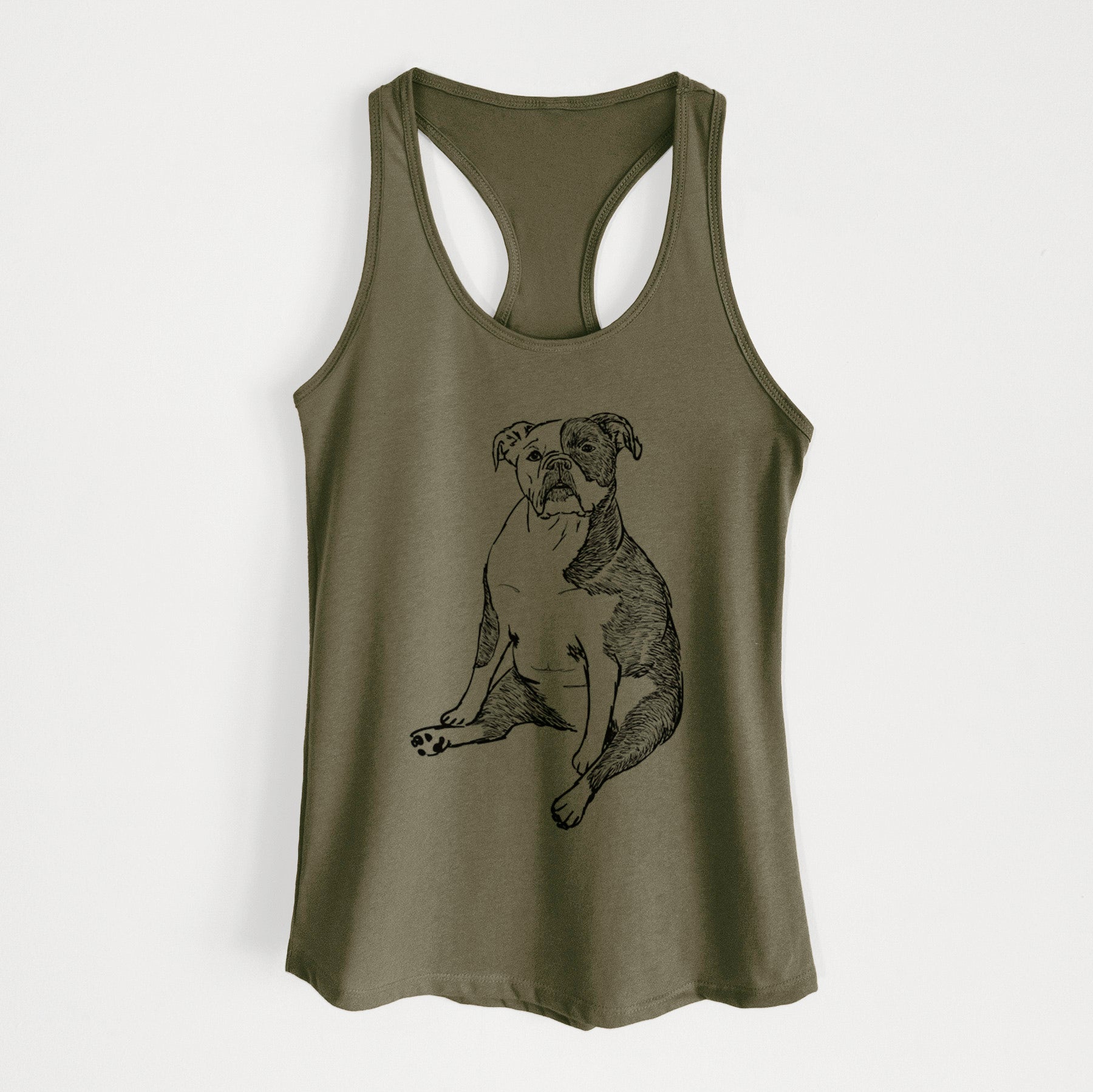 Doodled Phoebe the English Bulldog - Women's Racerback Tanktop