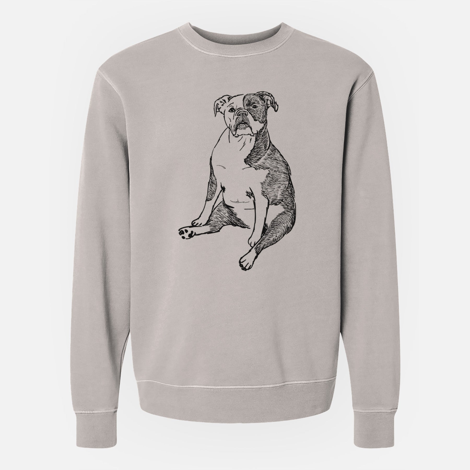 Doodled Phoebe the English Bulldog - Unisex Pigment Dyed Crew Sweatshirt