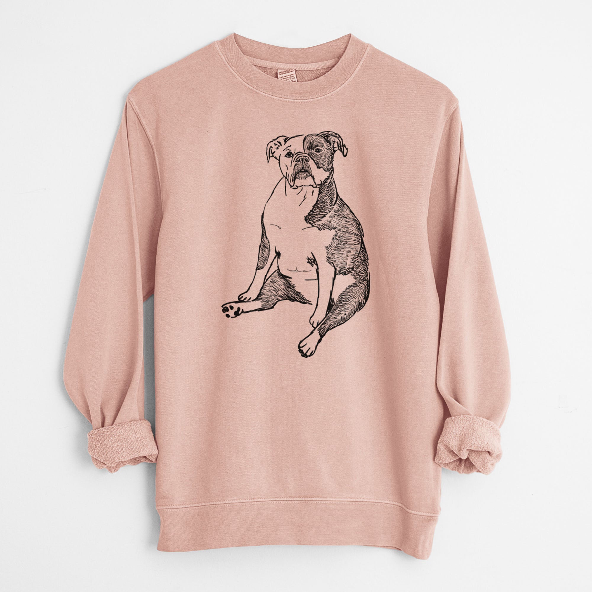 Doodled Phoebe the English Bulldog - Unisex Pigment Dyed Crew Sweatshirt