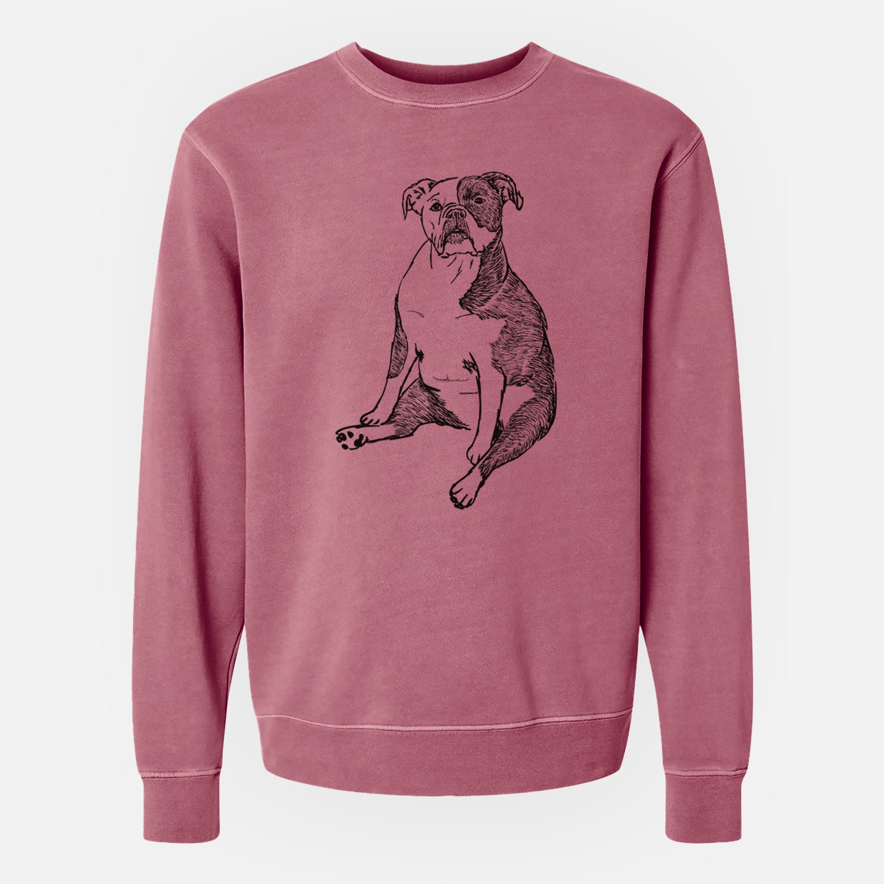 Doodled Phoebe the English Bulldog - Unisex Pigment Dyed Crew Sweatshirt