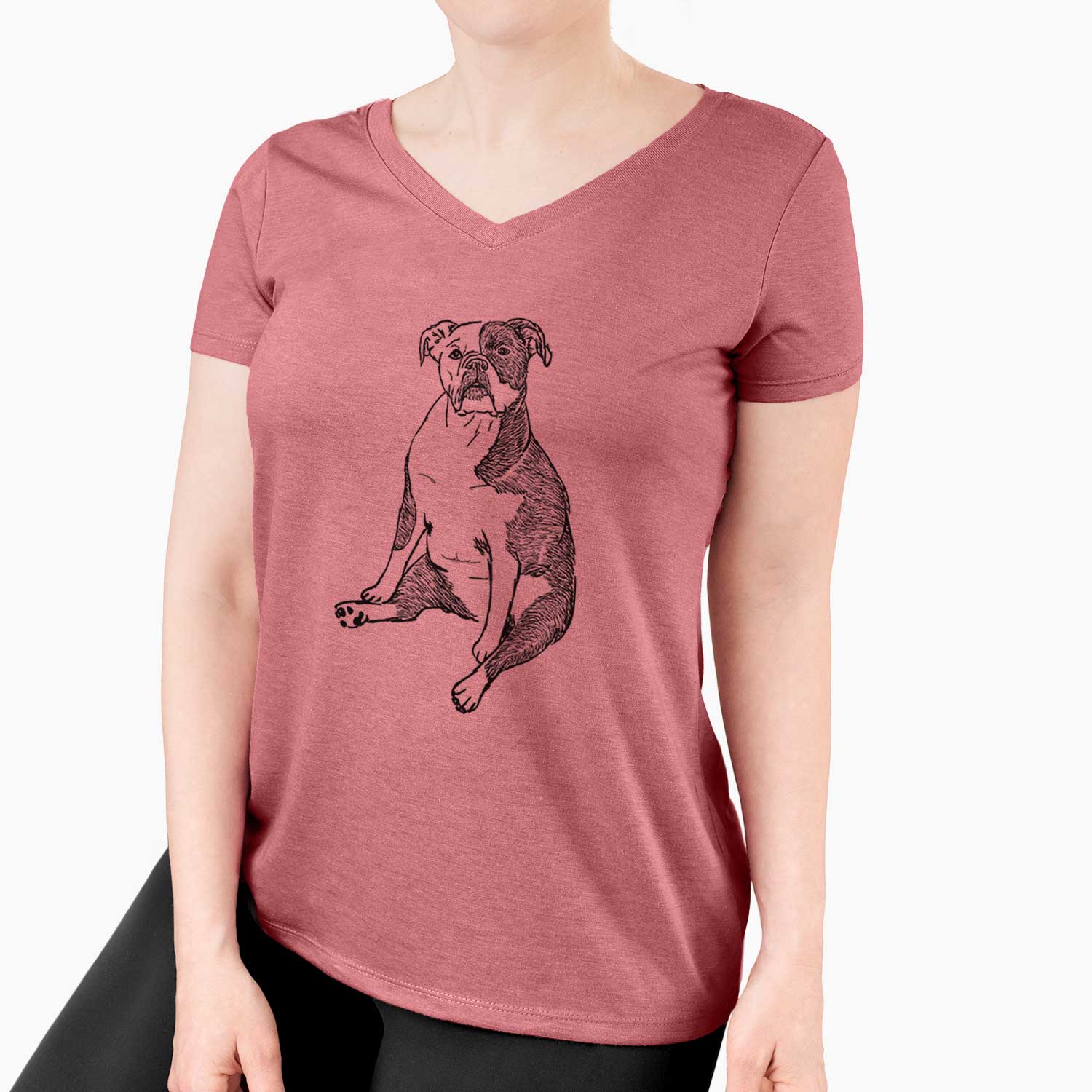 Doodled Phoebe the English Bulldog - Women's V-neck Shirt