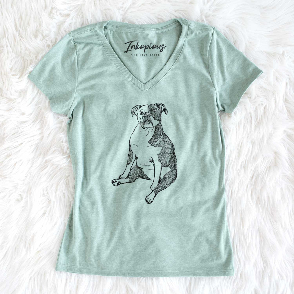 Doodled Phoebe the English Bulldog - Women&#39;s V-neck Shirt