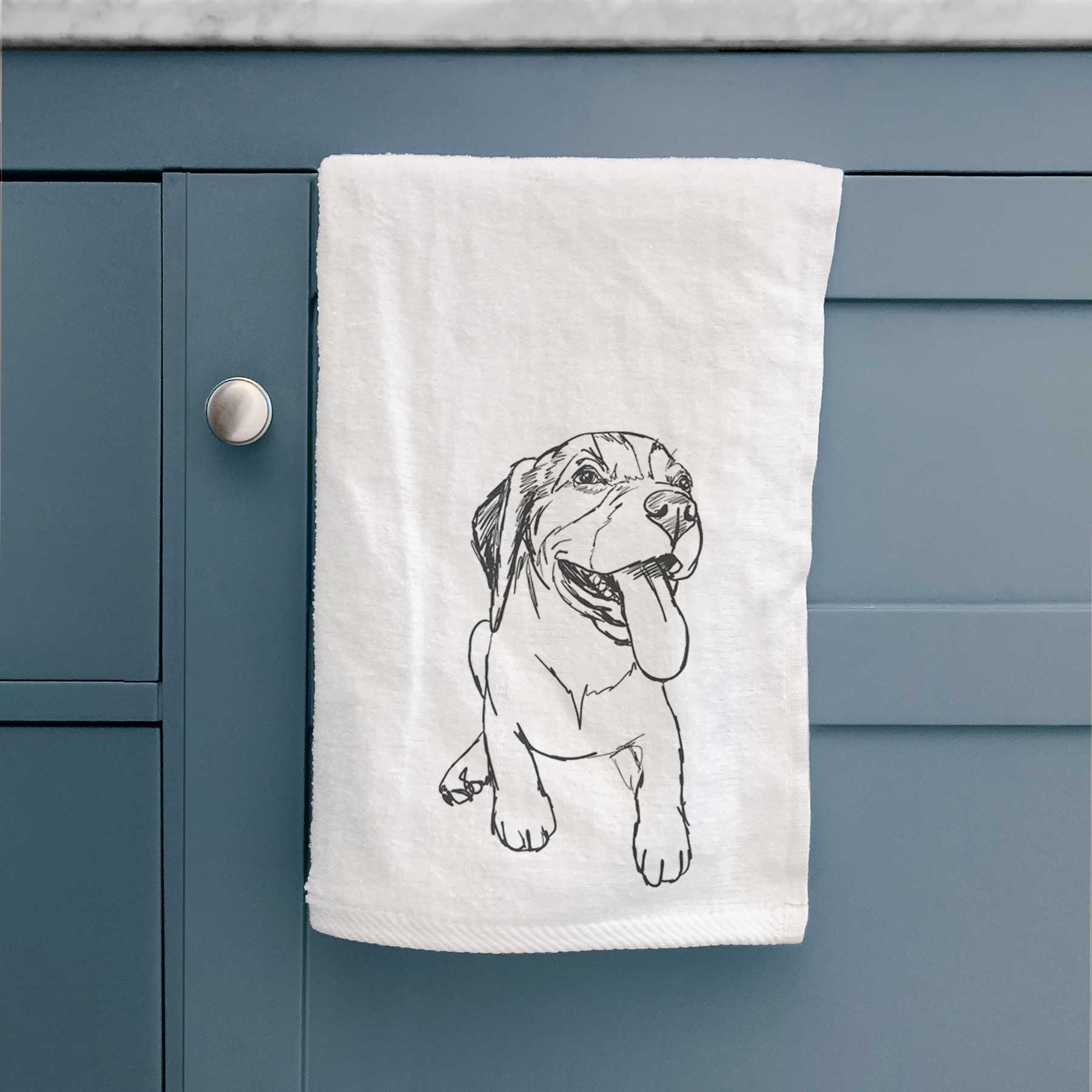 Doodled Piper the Beagle Puppy Decorative Hand Towel