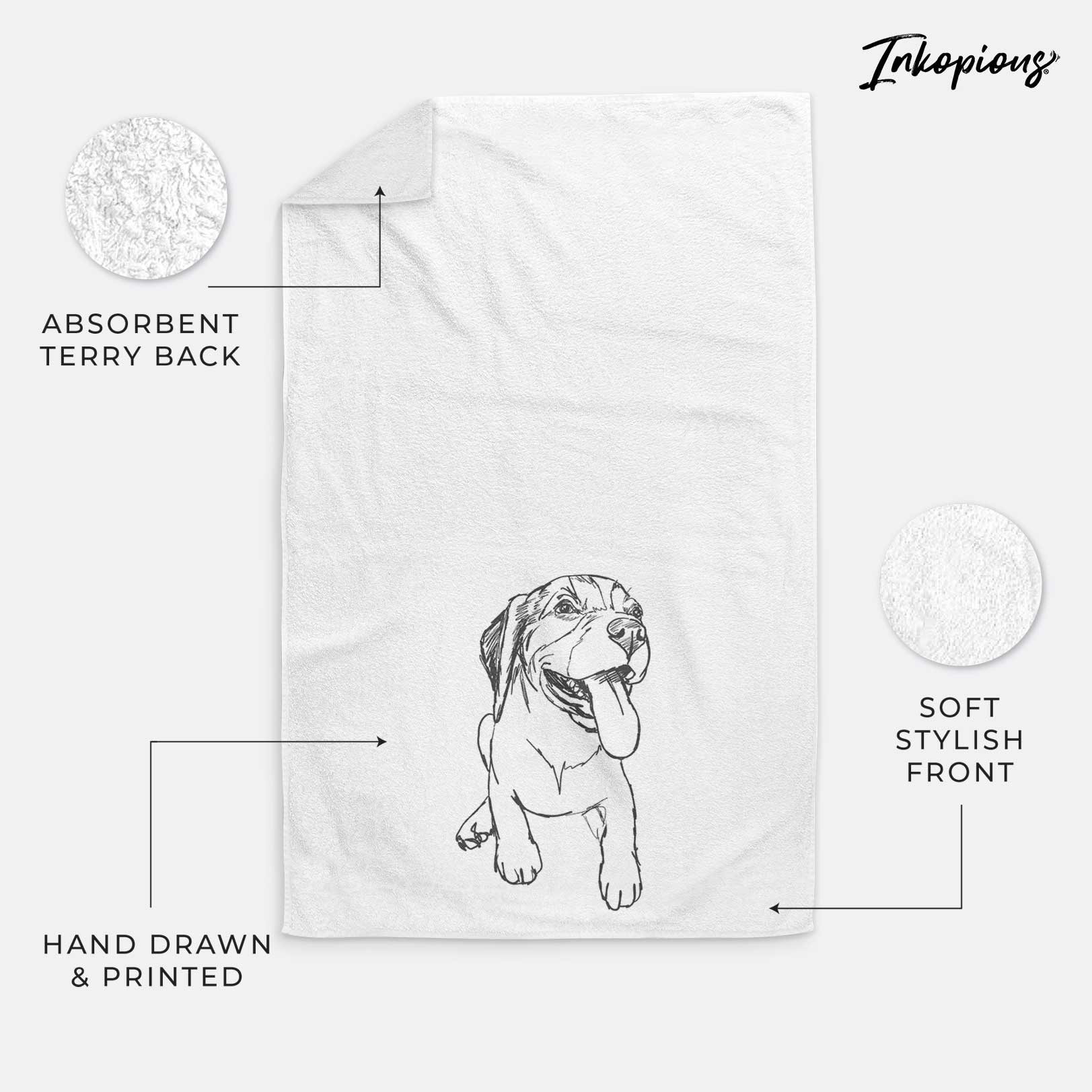 Doodled Piper the Beagle Puppy Decorative Hand Towel