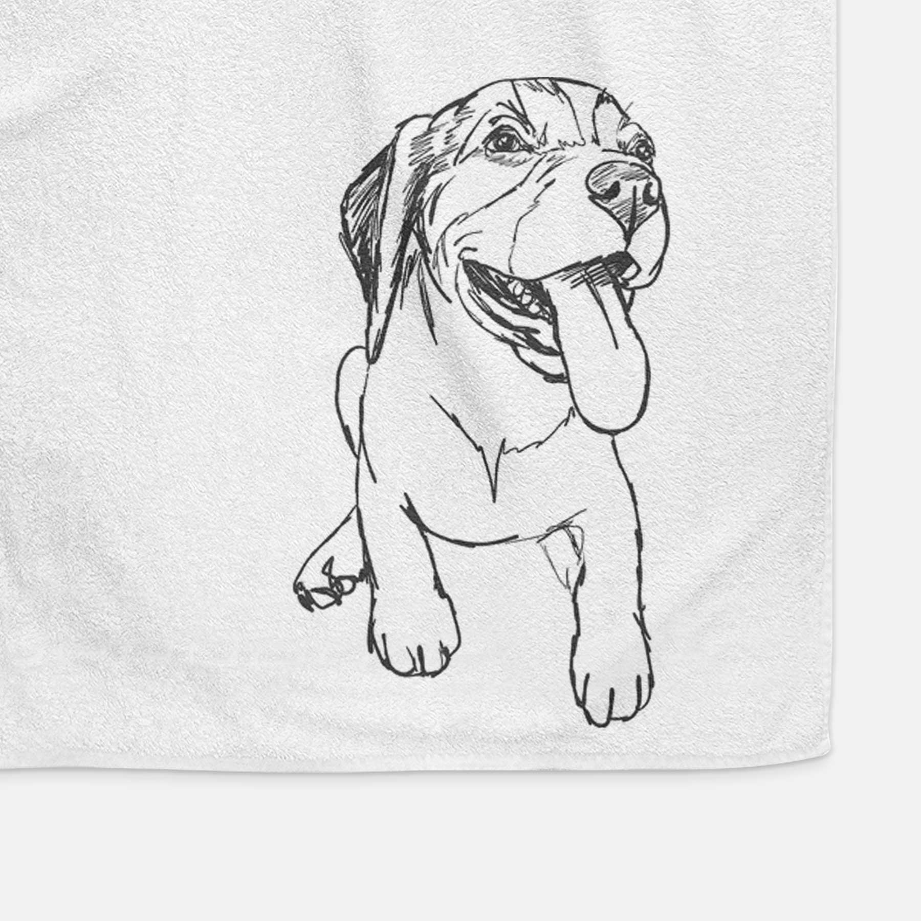 Doodled Piper the Beagle Puppy Decorative Hand Towel