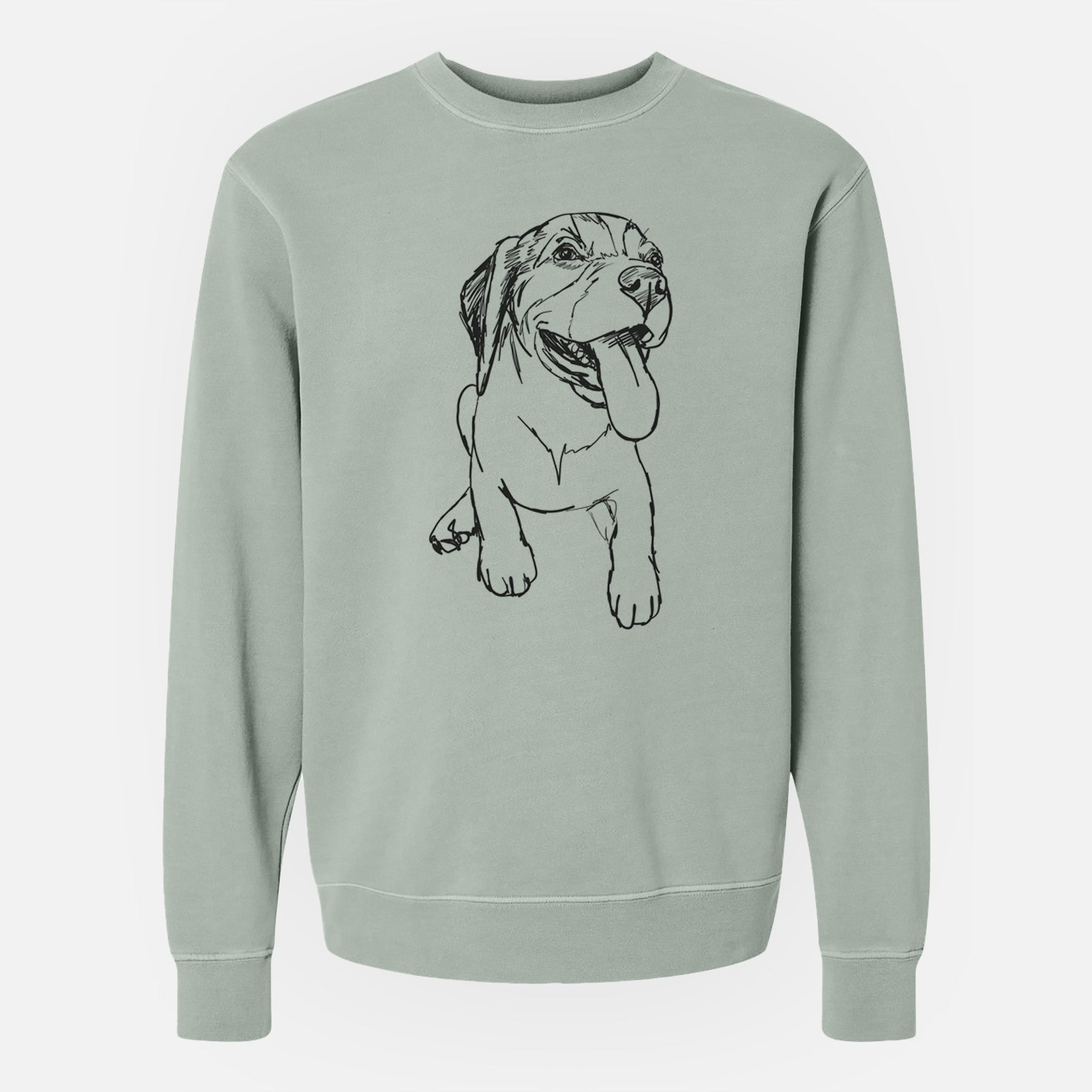 Doodled Piper the Beagle Puppy - Unisex Pigment Dyed Crew Sweatshirt