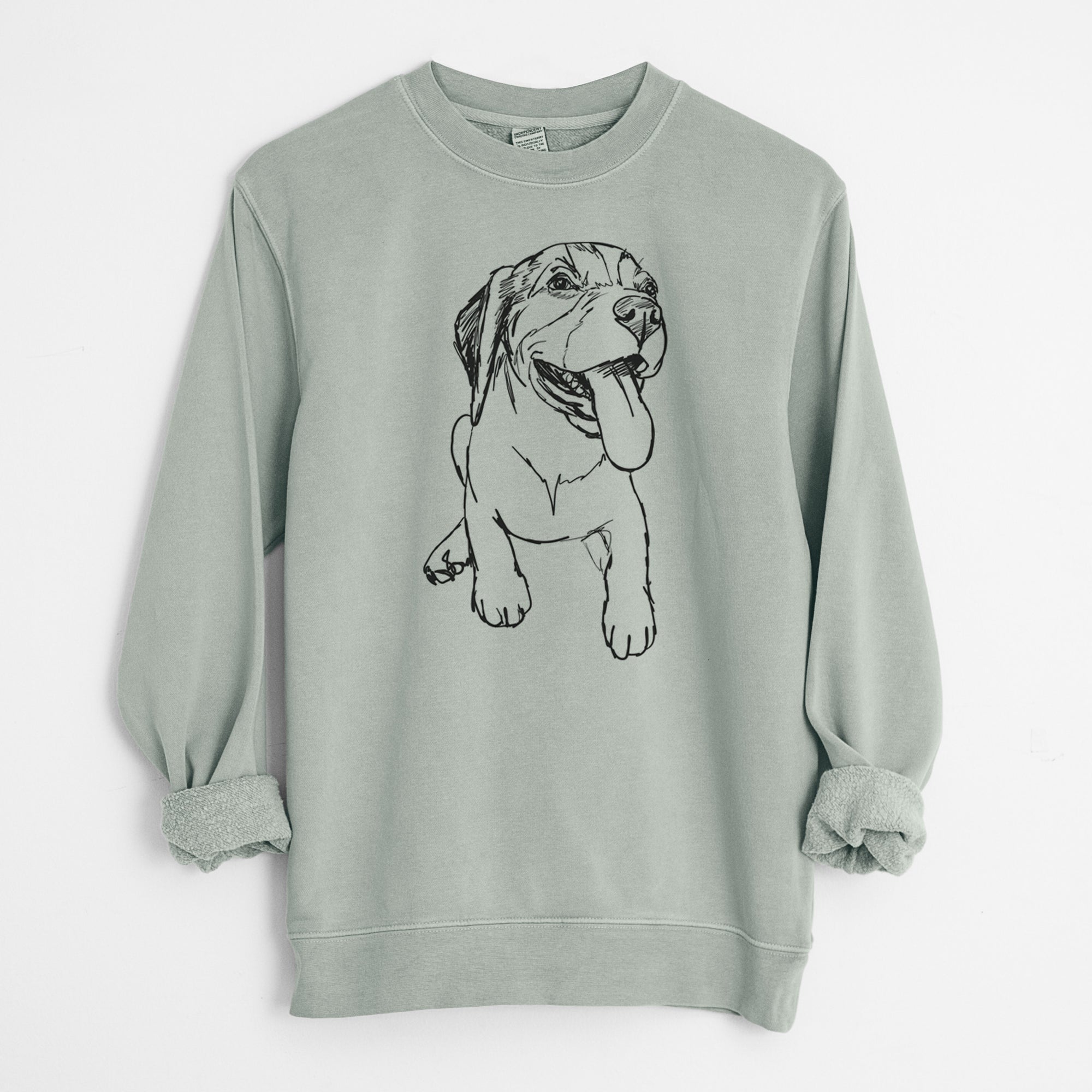 Doodled Piper the Beagle Puppy - Unisex Pigment Dyed Crew Sweatshirt