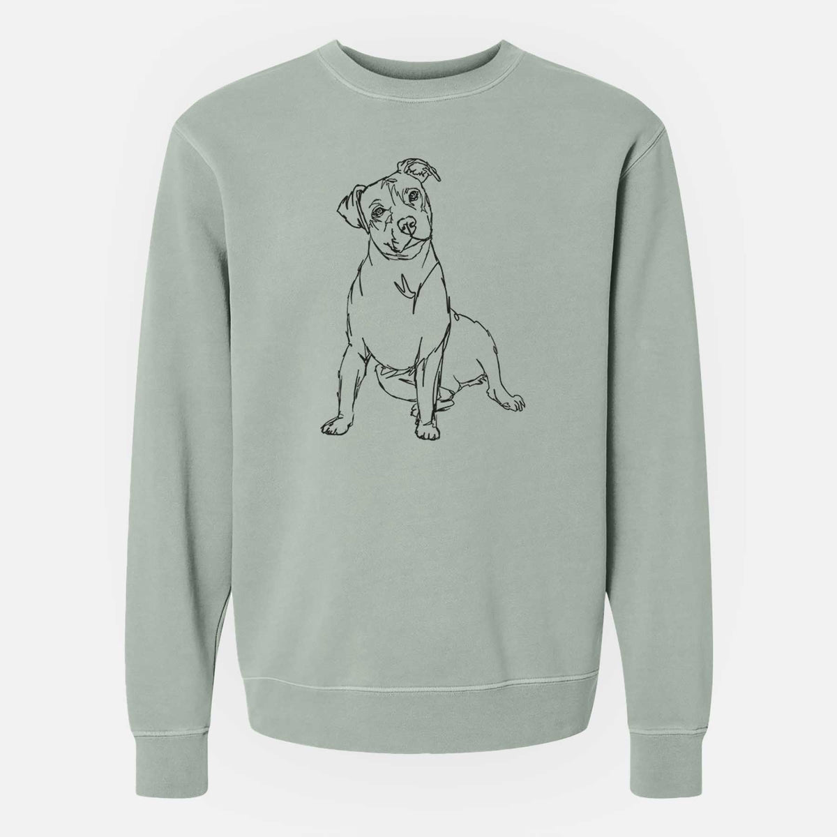 Doodled Pitbull the  - Unisex Pigment Dyed Crew Sweatshirt