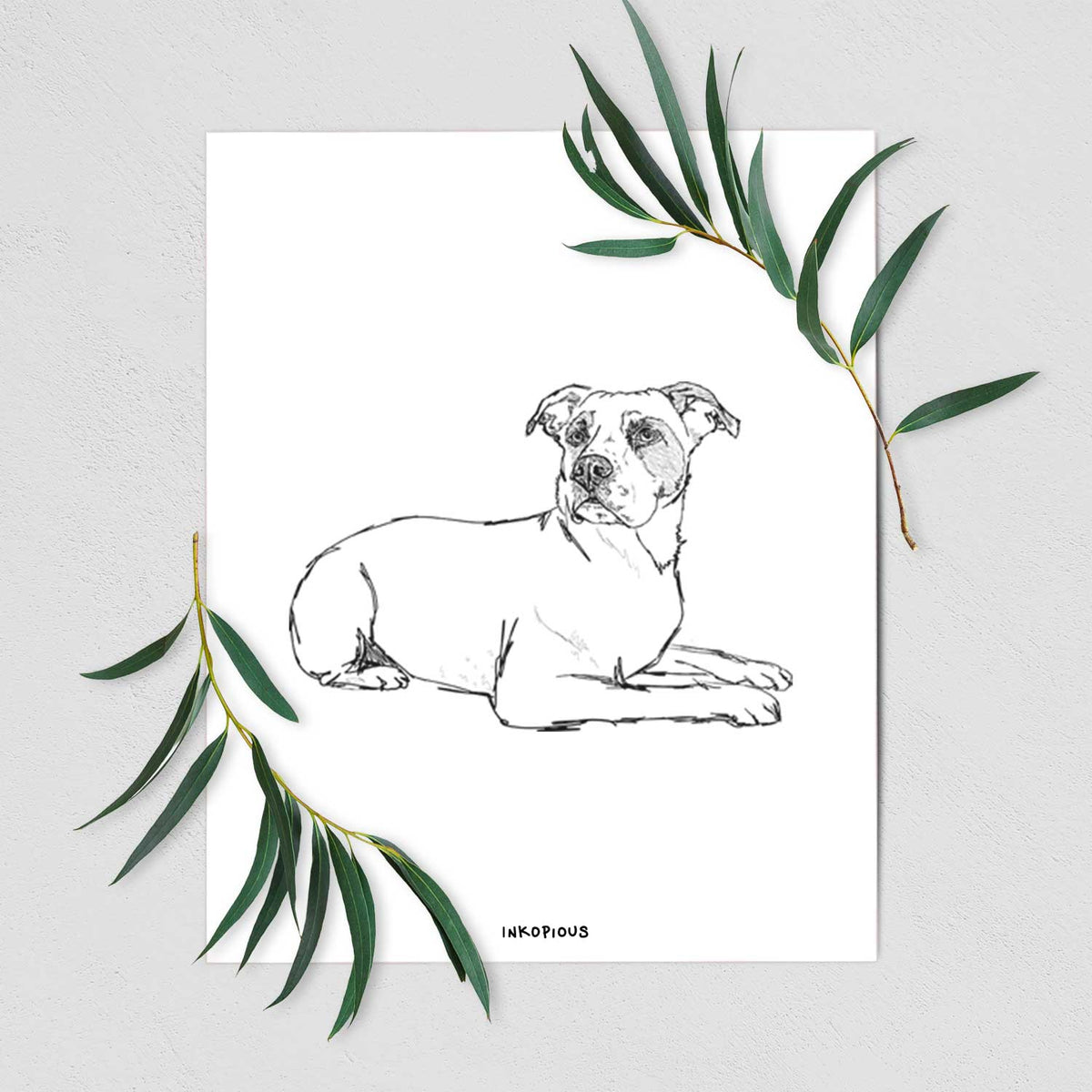 Doodled Pixel the American Staffordshire Terrier Art Print