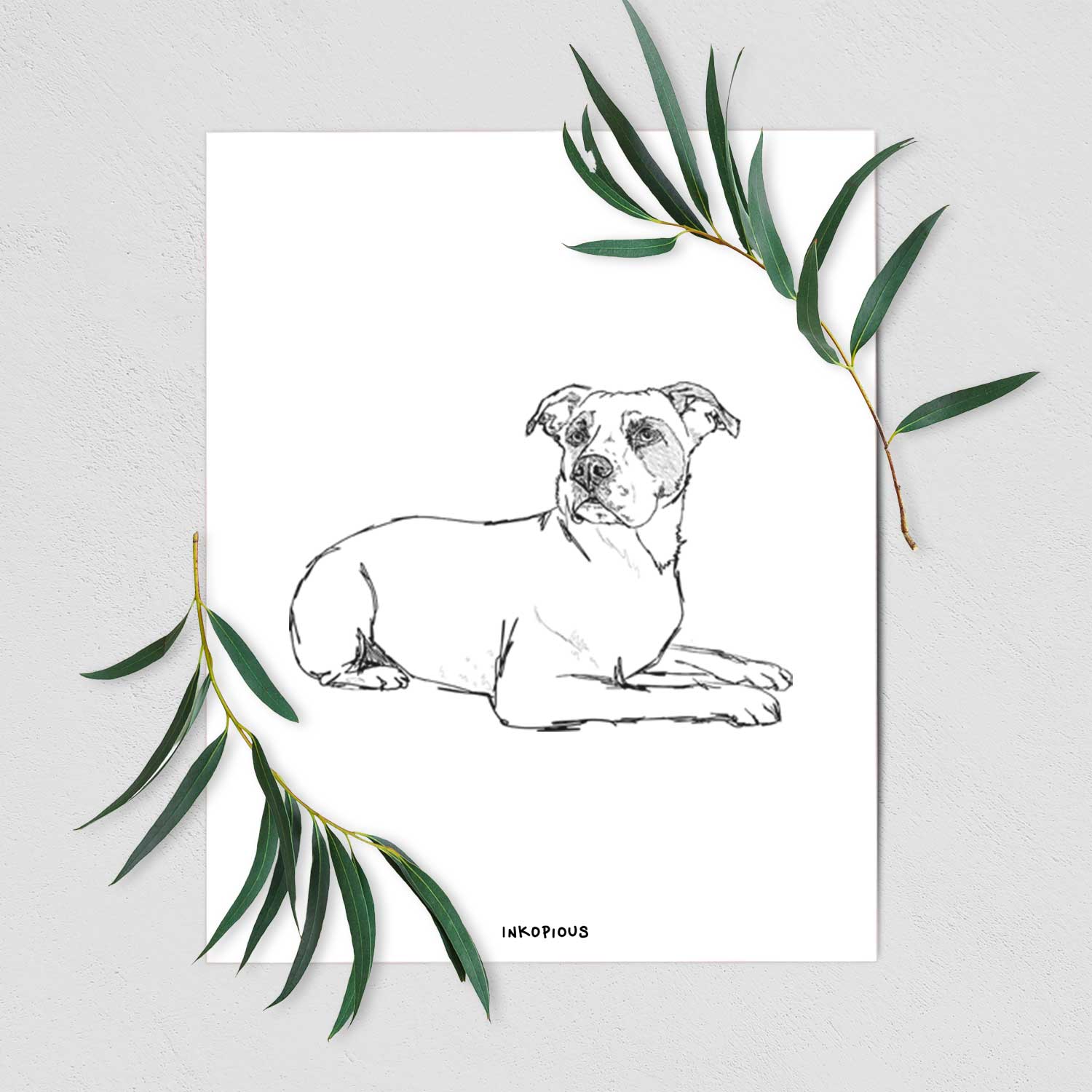 Doodled Pixel the American Staffordshire Terrier Art Print