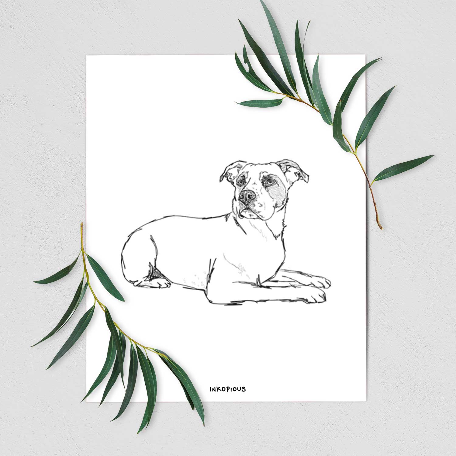 Doodled Pixel the American Staffordshire Terrier Art Print