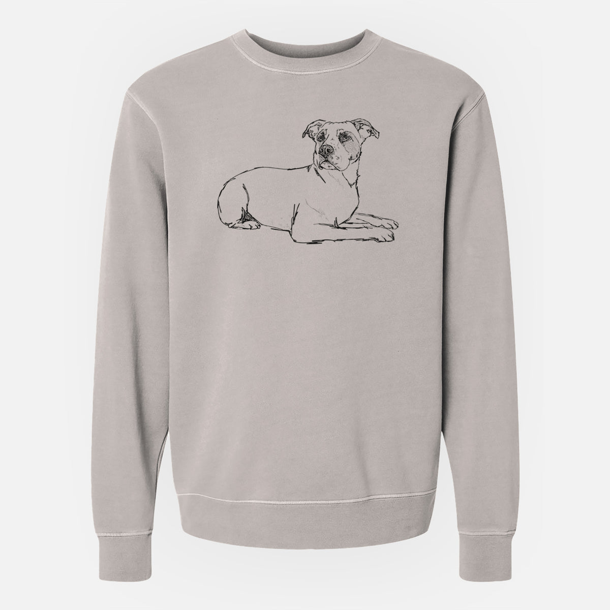 Doodled Pixel the American Staffordshire Terrier - Unisex Pigment Dyed Crew Sweatshirt