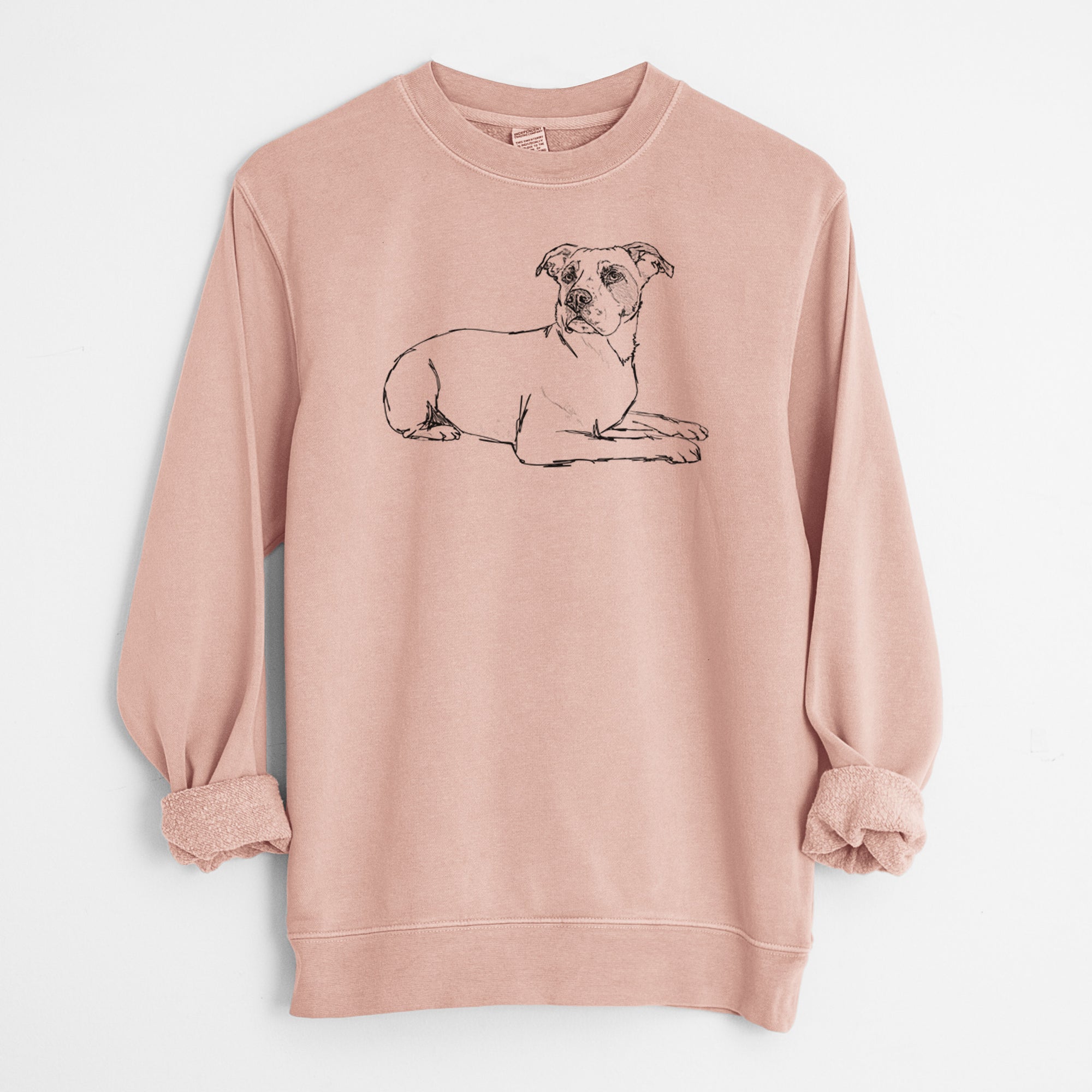 Doodled Pixel the American Staffordshire Terrier - Unisex Pigment Dyed Crew Sweatshirt