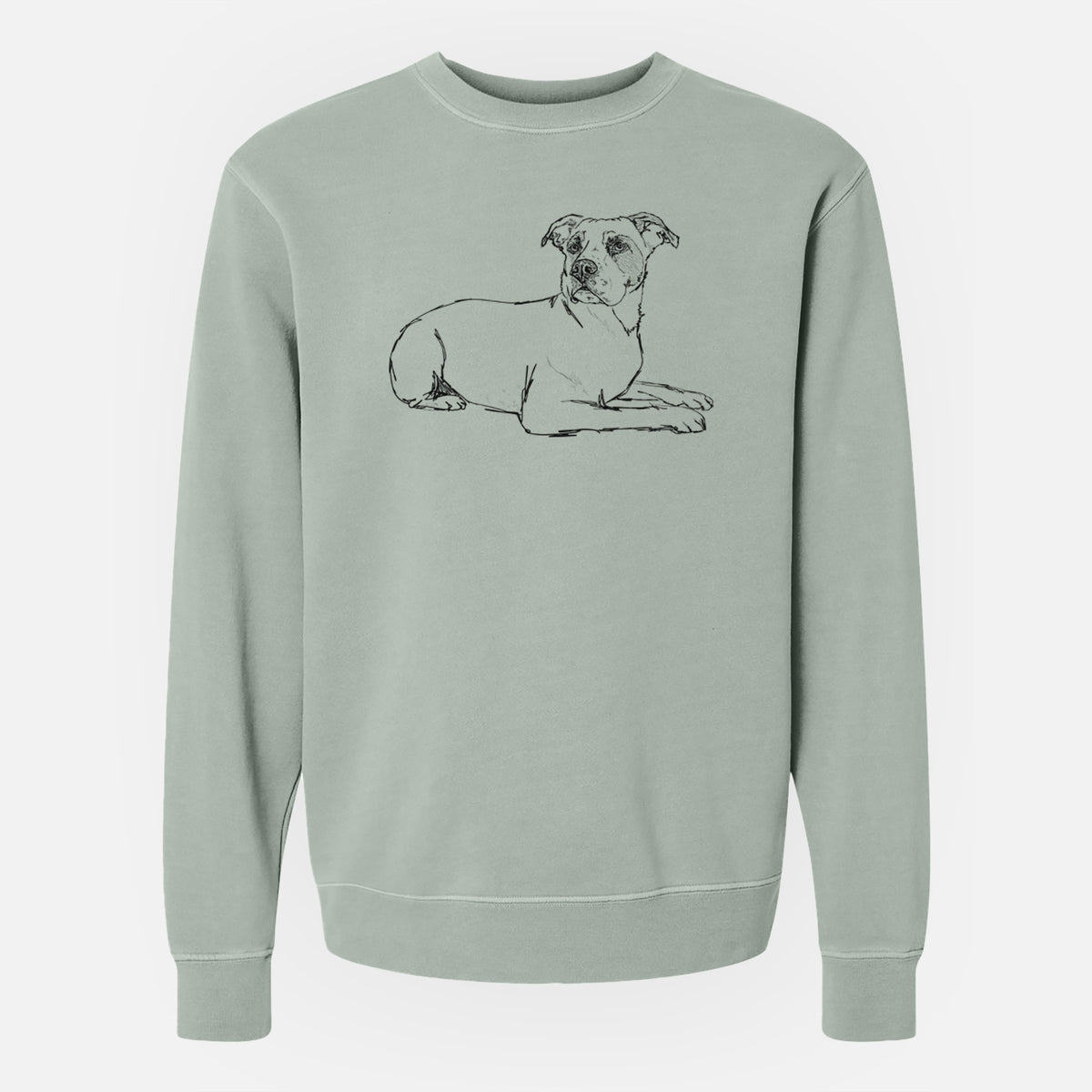 Doodled Pixel the American Staffordshire Terrier - Unisex Pigment Dyed Crew Sweatshirt