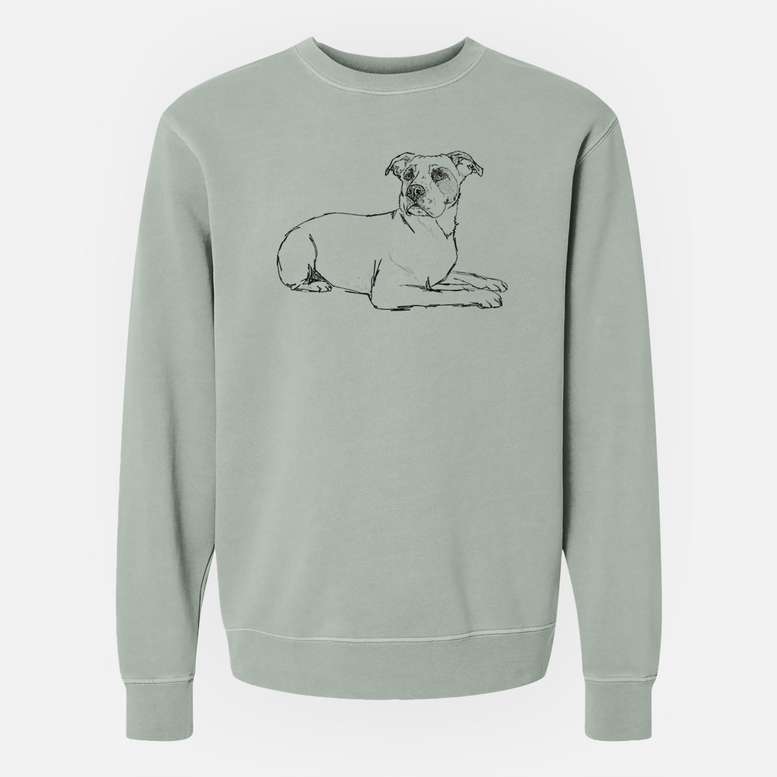 Doodled Pixel the American Staffordshire Terrier - Unisex Pigment Dyed Crew Sweatshirt