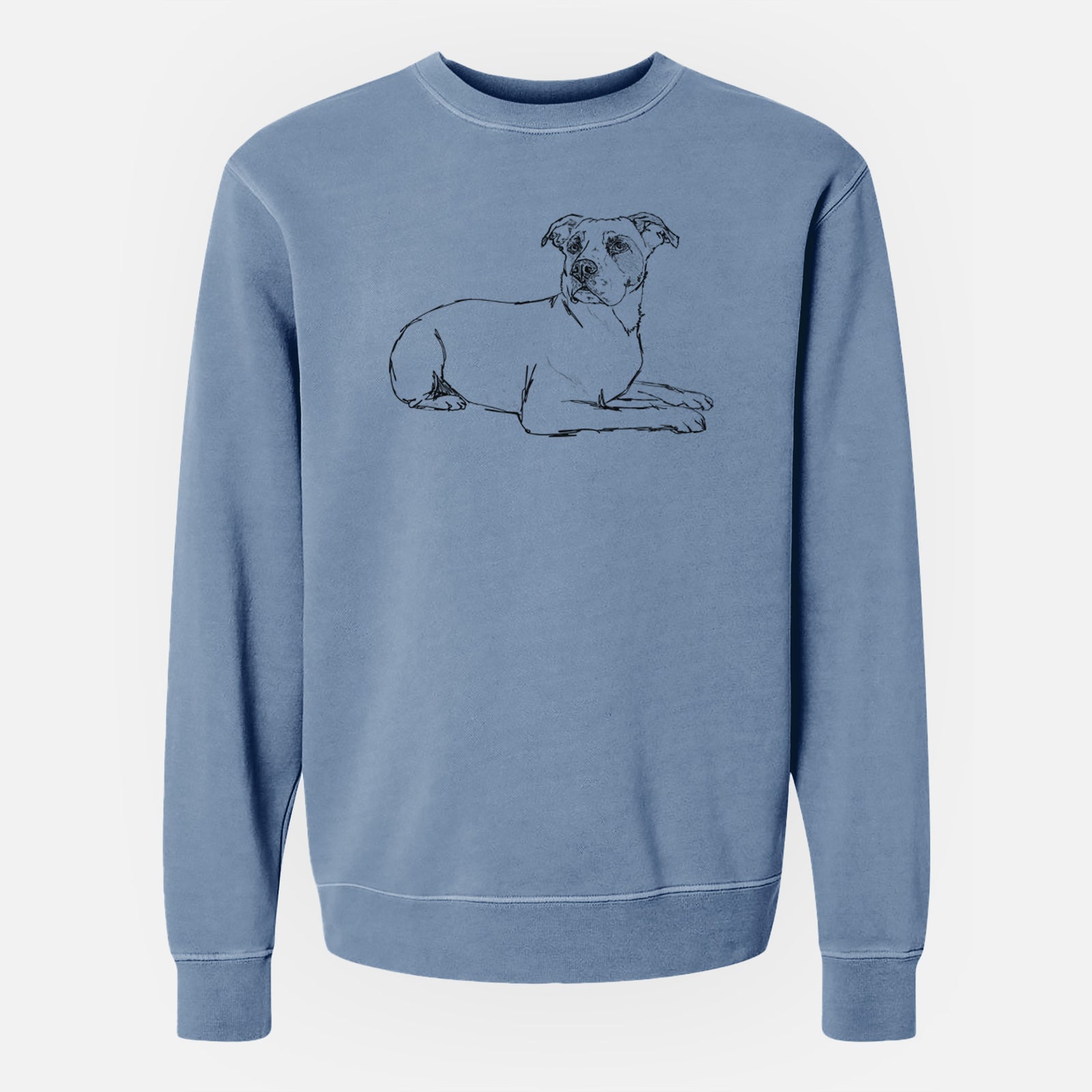 Doodled Pixel the American Staffordshire Terrier - Unisex Pigment Dyed Crew Sweatshirt