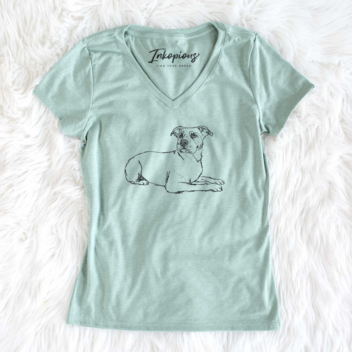 Doodled Pixel the American Staffordshire Terrier - Women's V-neck Shirt