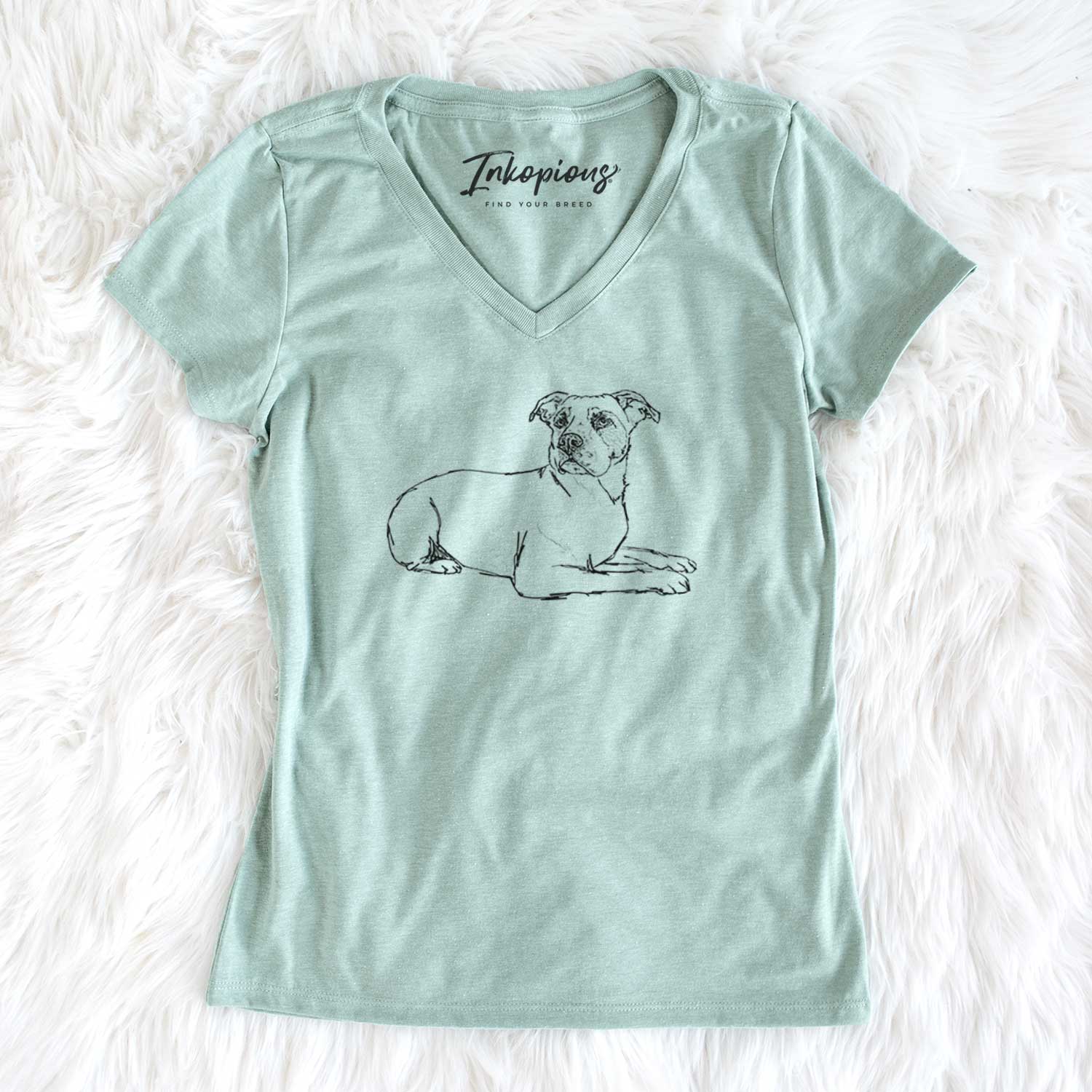 Doodled Pixel the American Staffordshire Terrier - Women's V-neck Shirt