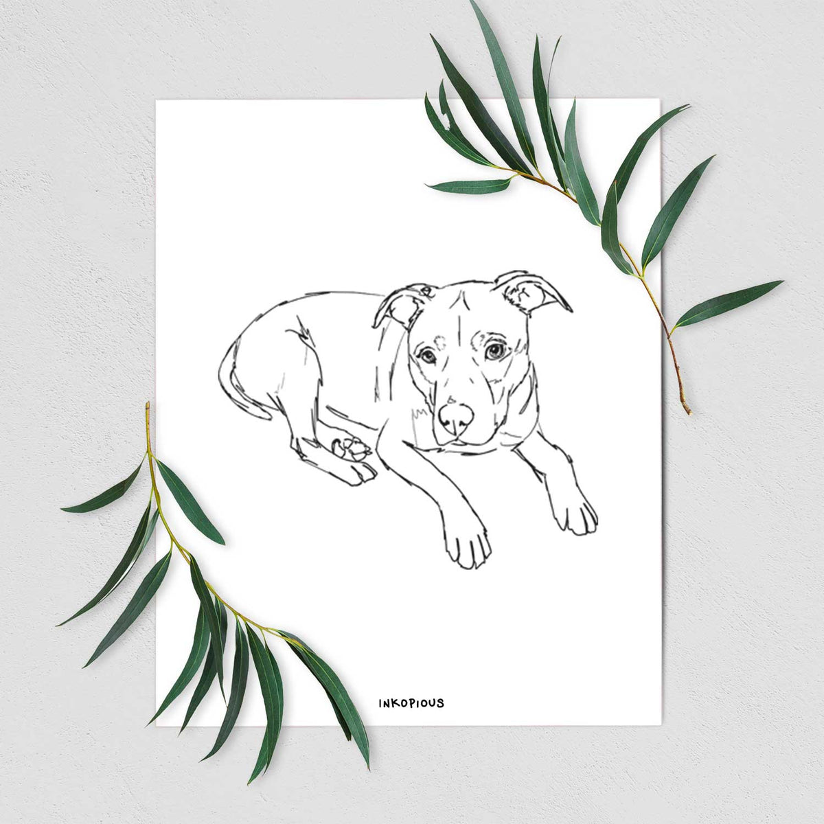 Doodled Pogo the Pitbull Art Print