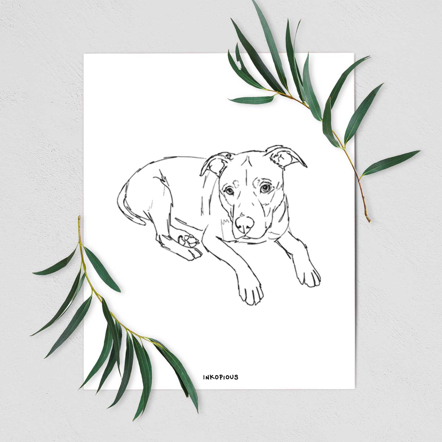 Doodled Pogo the Pitbull Art Print