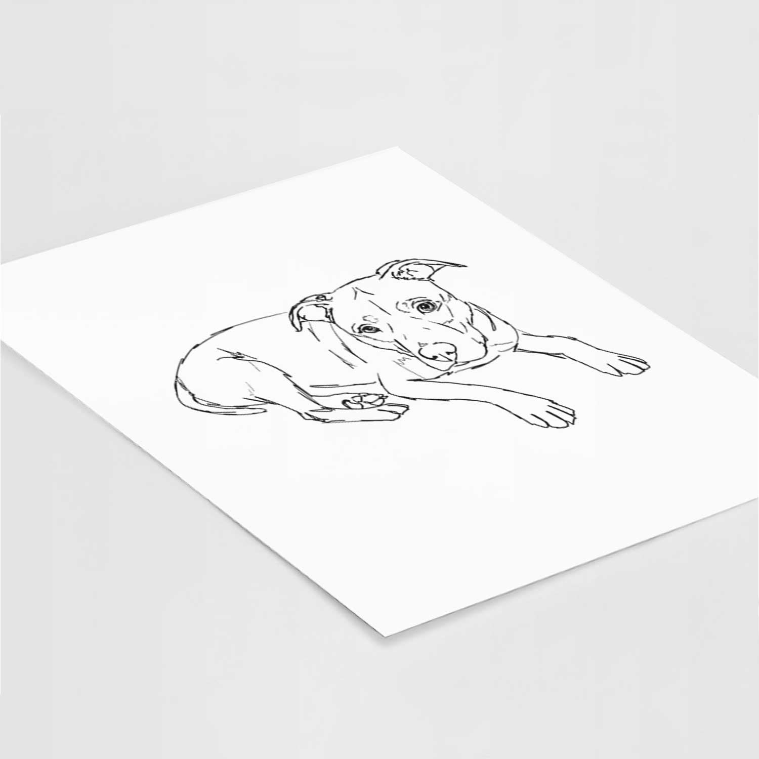 Doodled Pogo the Pitbull Art Print