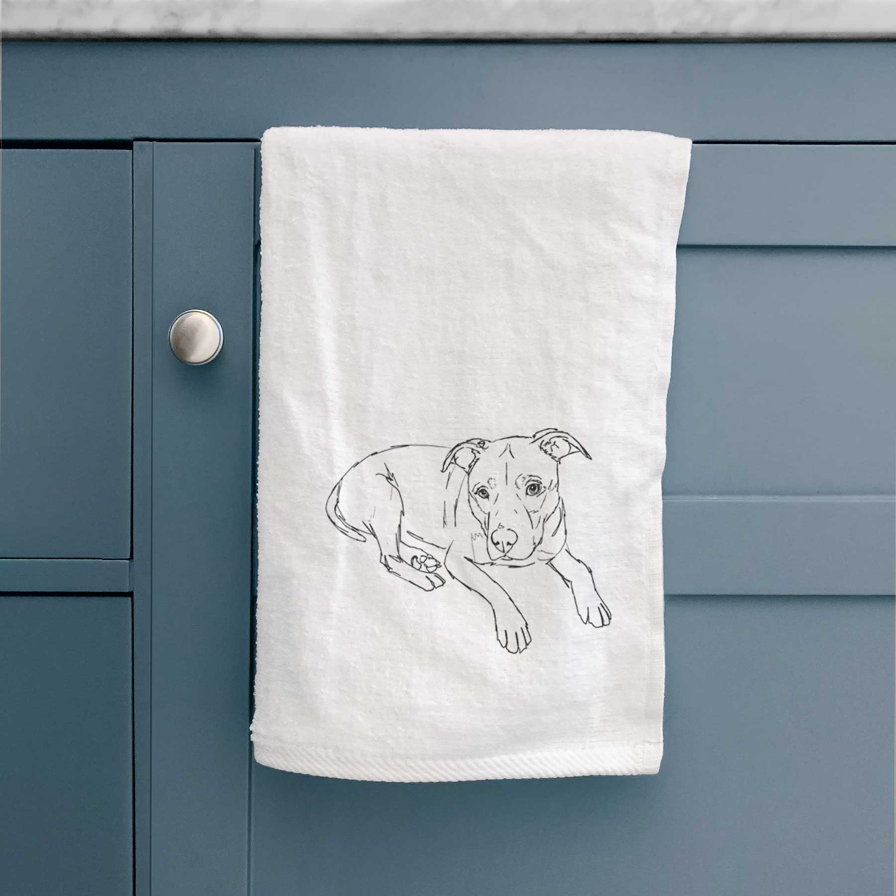 Doodled Pogo the Pitbull Decorative Hand Towel