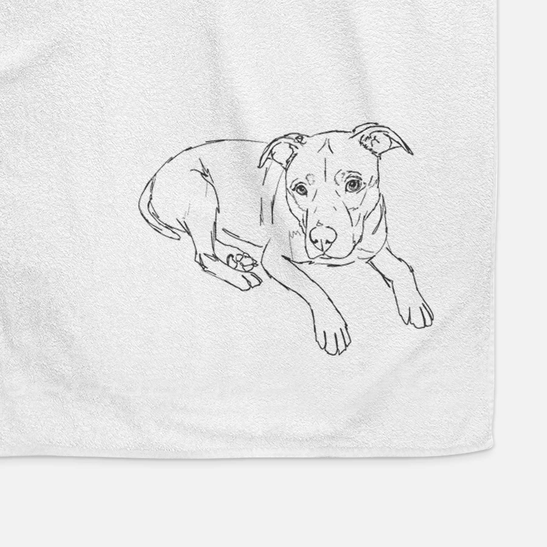 Doodled Pogo the Pitbull Decorative Hand Towel