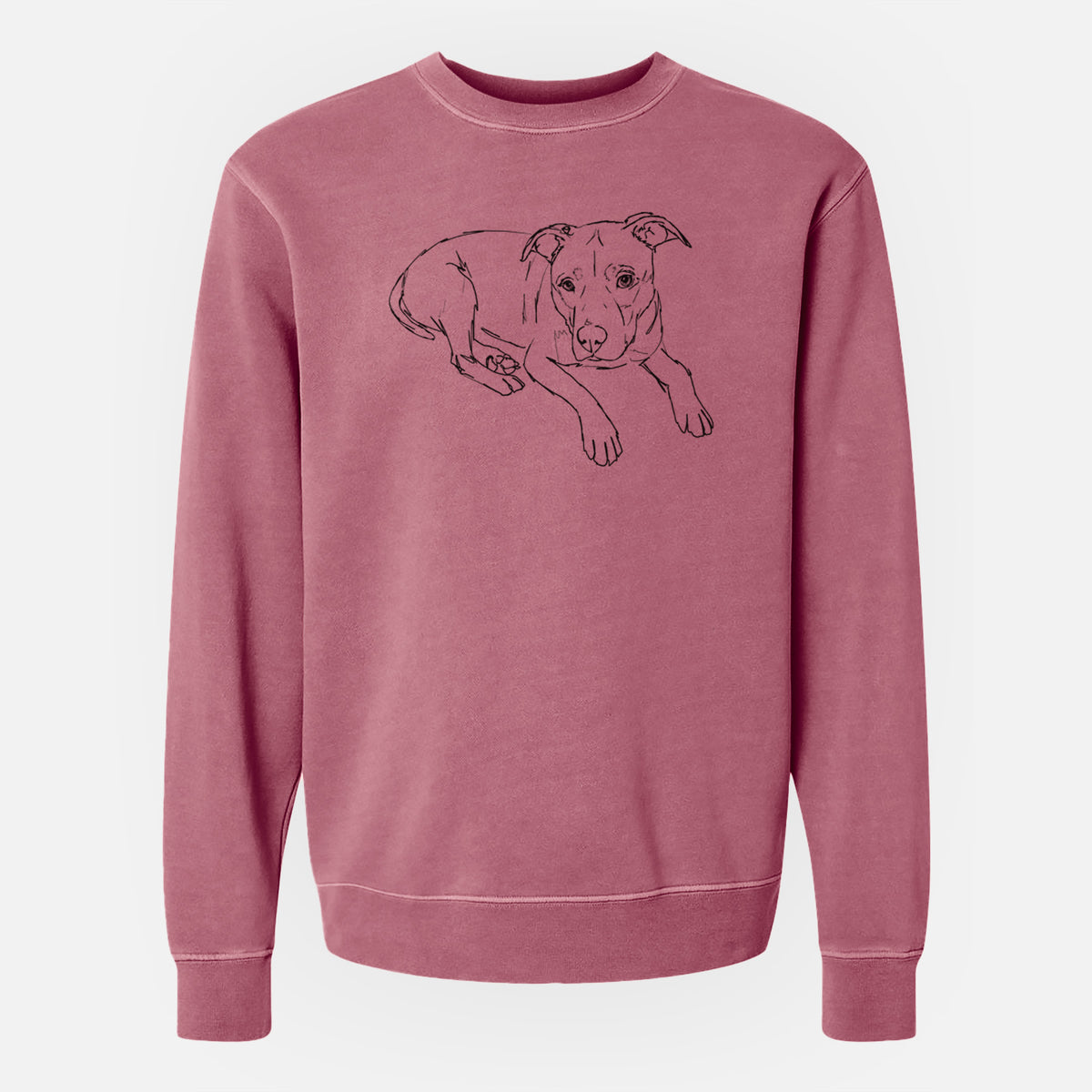 Doodled Pogo the Pitbull - Unisex Pigment Dyed Crew Sweatshirt