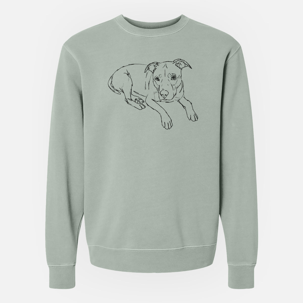 Doodled Pogo the Pitbull - Unisex Pigment Dyed Crew Sweatshirt