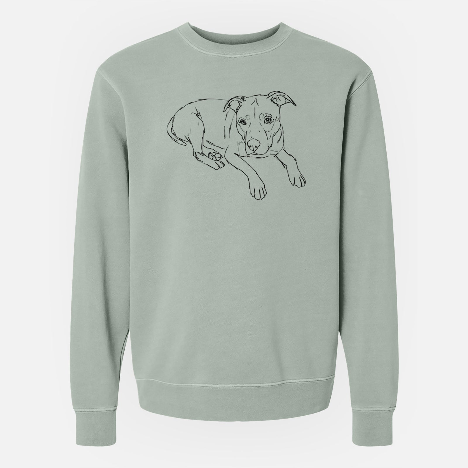 Doodled Pogo the Pitbull - Unisex Pigment Dyed Crew Sweatshirt
