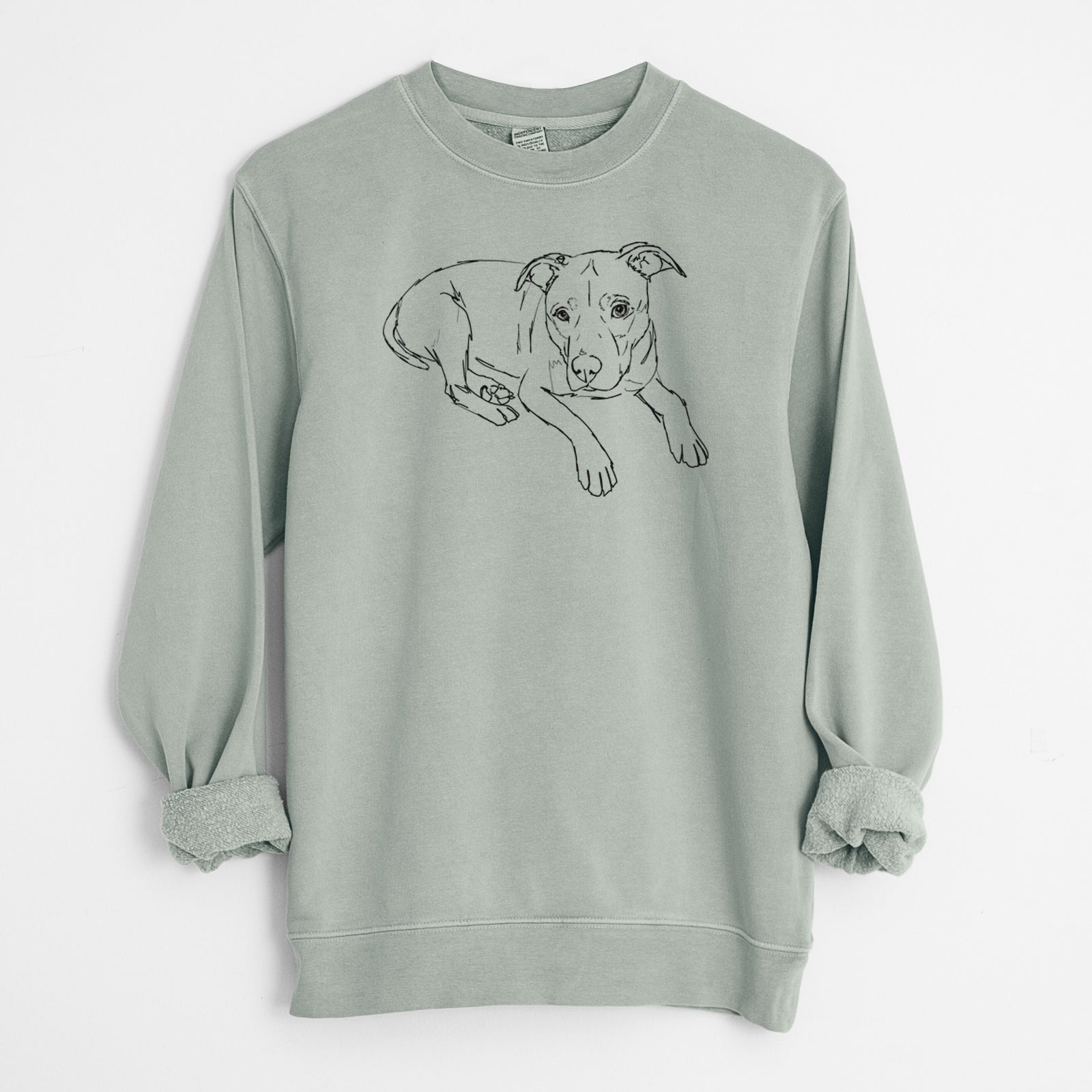 Doodled Pogo the Pitbull - Unisex Pigment Dyed Crew Sweatshirt