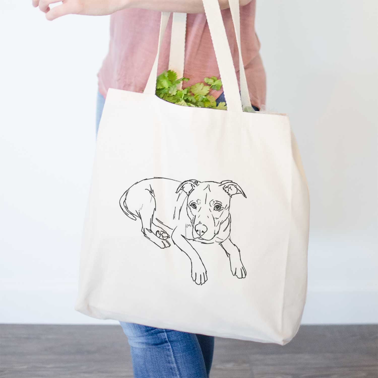 Doodled Pogo the Pitbull - Tote Bag