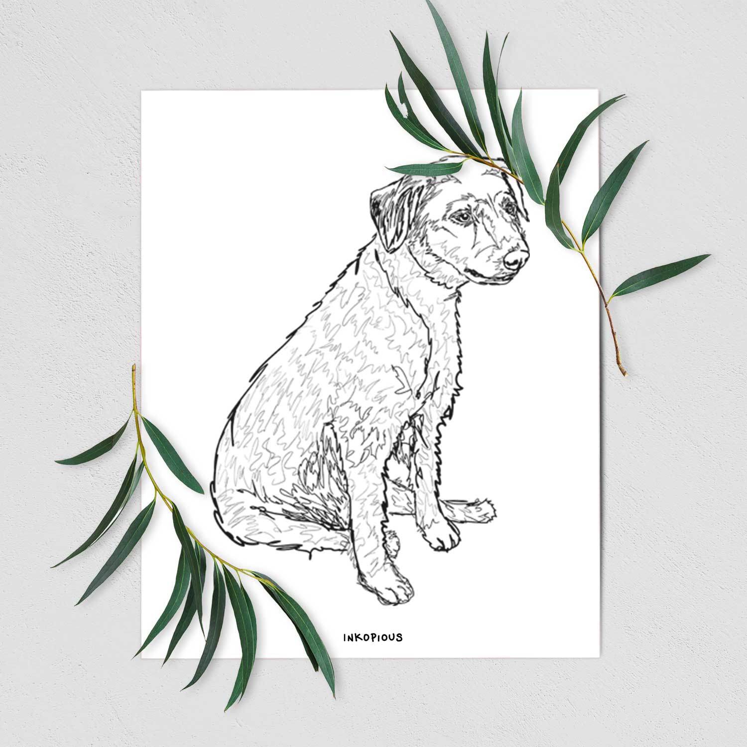 Doodled Poochie the Mixed Breed Art Print