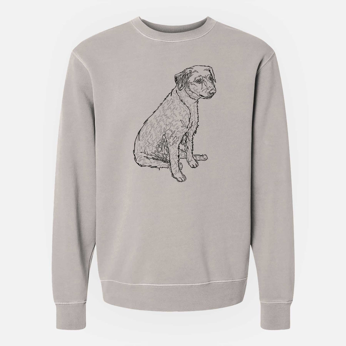 Doodled Poochie the Mixed Breed - Unisex Pigment Dyed Crew Sweatshirt