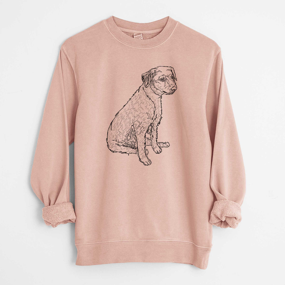 Doodled Poochie the Mixed Breed - Unisex Pigment Dyed Crew Sweatshirt
