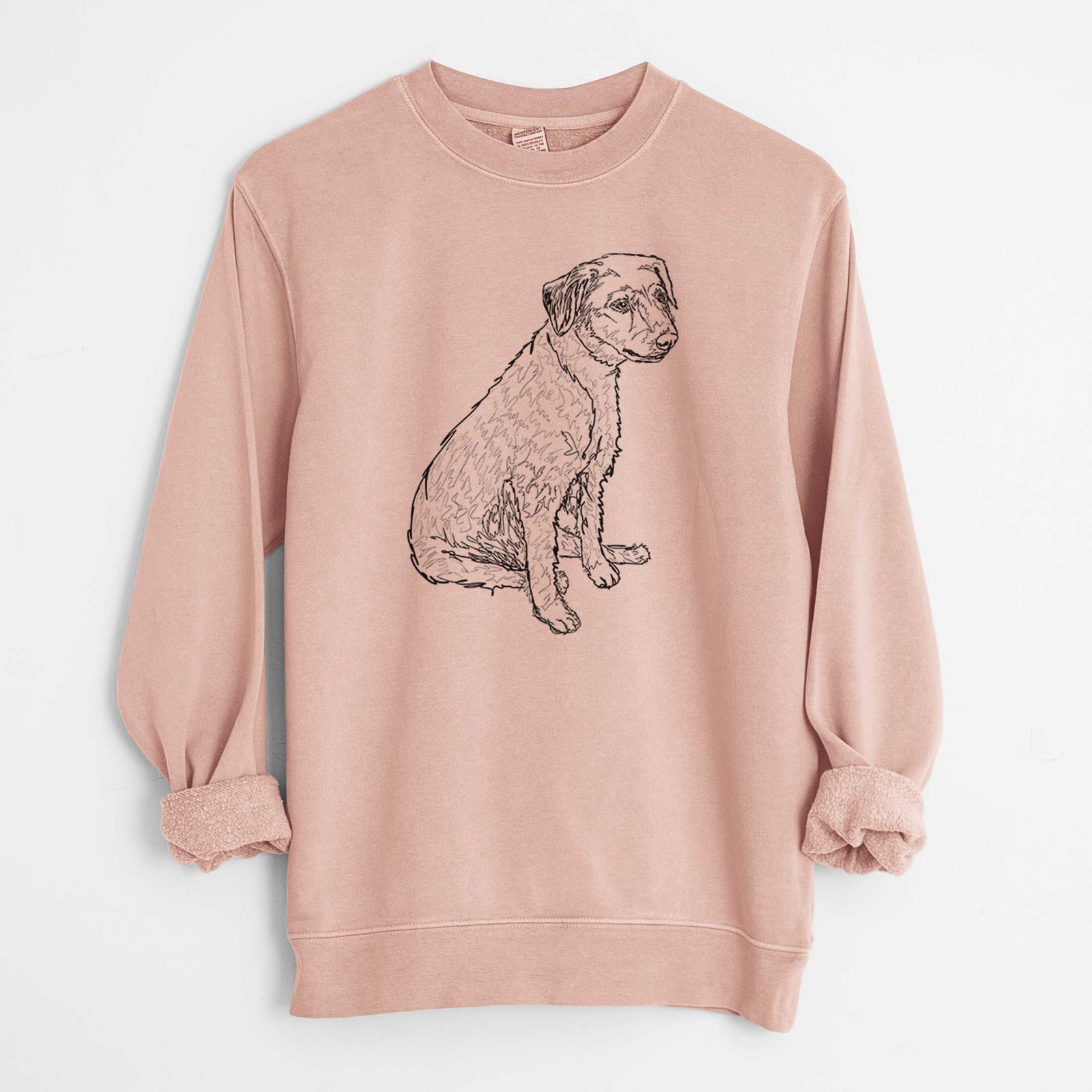 Doodled Poochie the Mixed Breed - Unisex Pigment Dyed Crew Sweatshirt