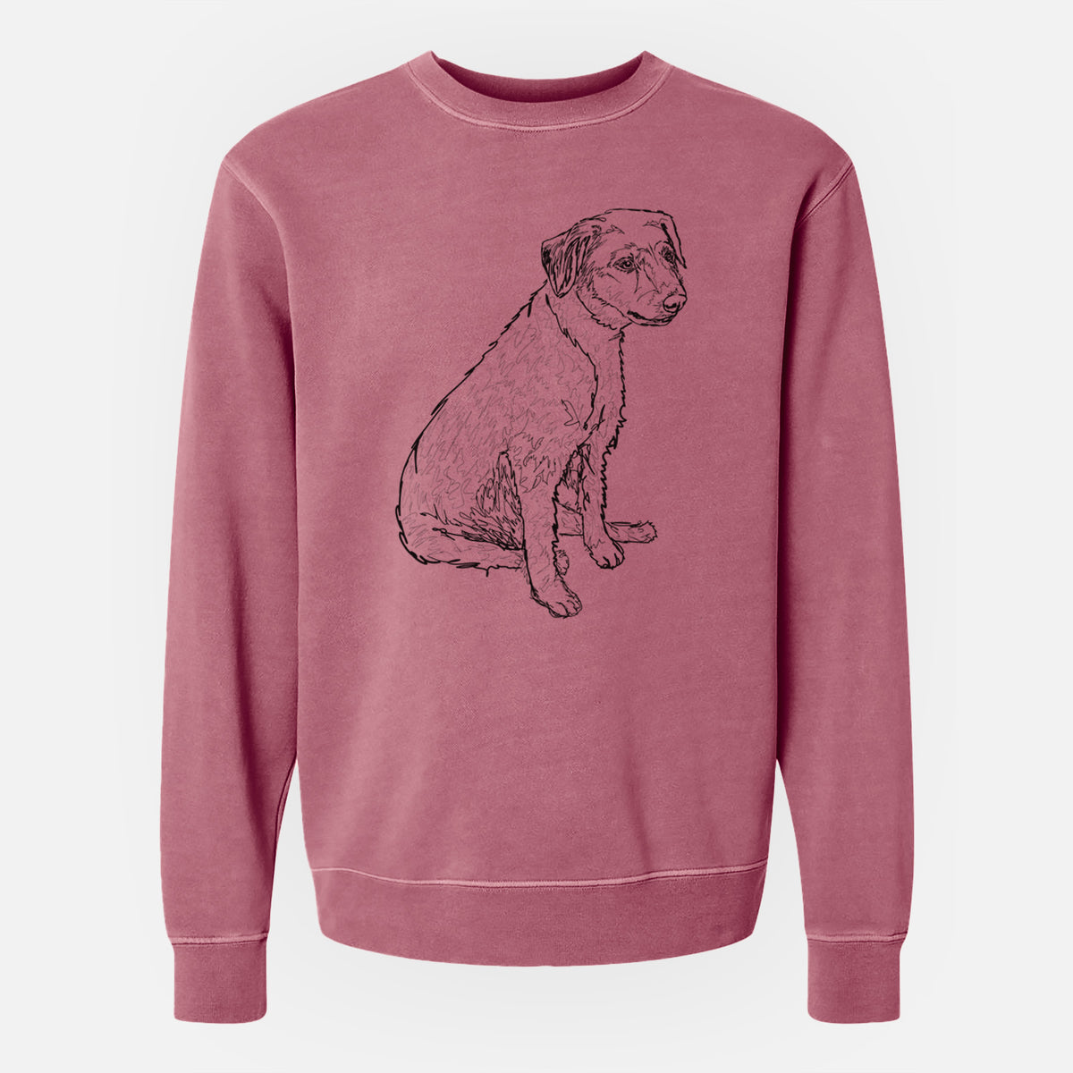 Doodled Poochie the Mixed Breed - Unisex Pigment Dyed Crew Sweatshirt