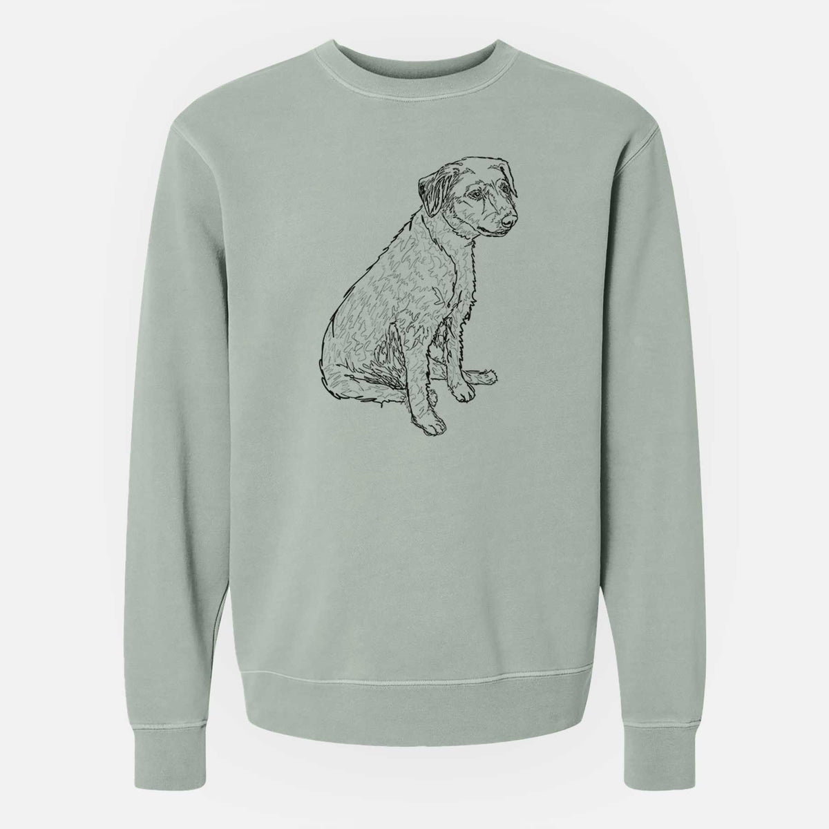 Doodled Poochie the Mixed Breed - Unisex Pigment Dyed Crew Sweatshirt