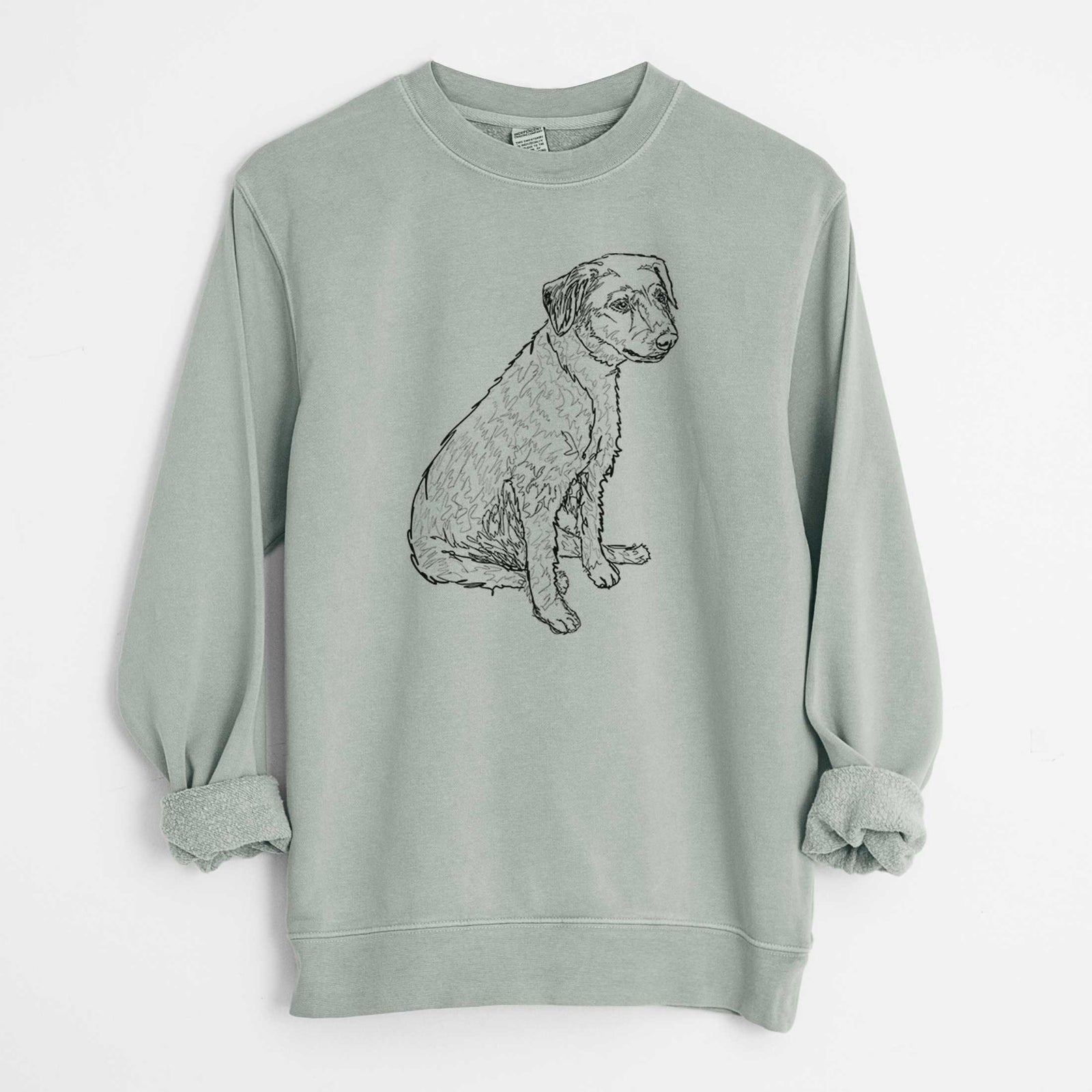 Doodled Poochie the Mixed Breed - Unisex Pigment Dyed Crew Sweatshirt