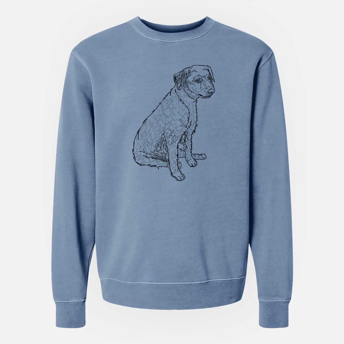 Doodled Poochie the Mixed Breed - Unisex Pigment Dyed Crew Sweatshirt