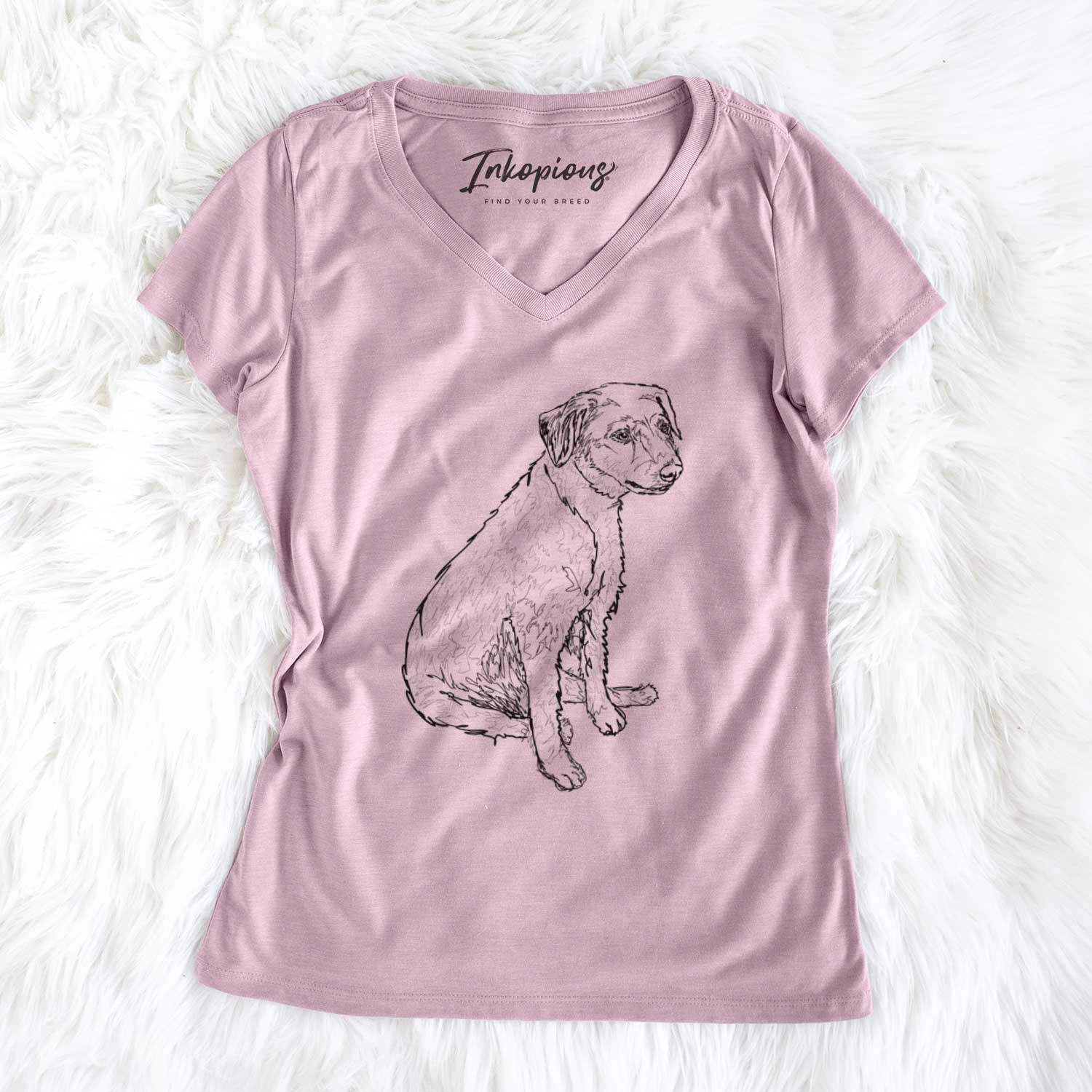 Doodled Poochie the Mixed Breed - Women's V-neck Shirt