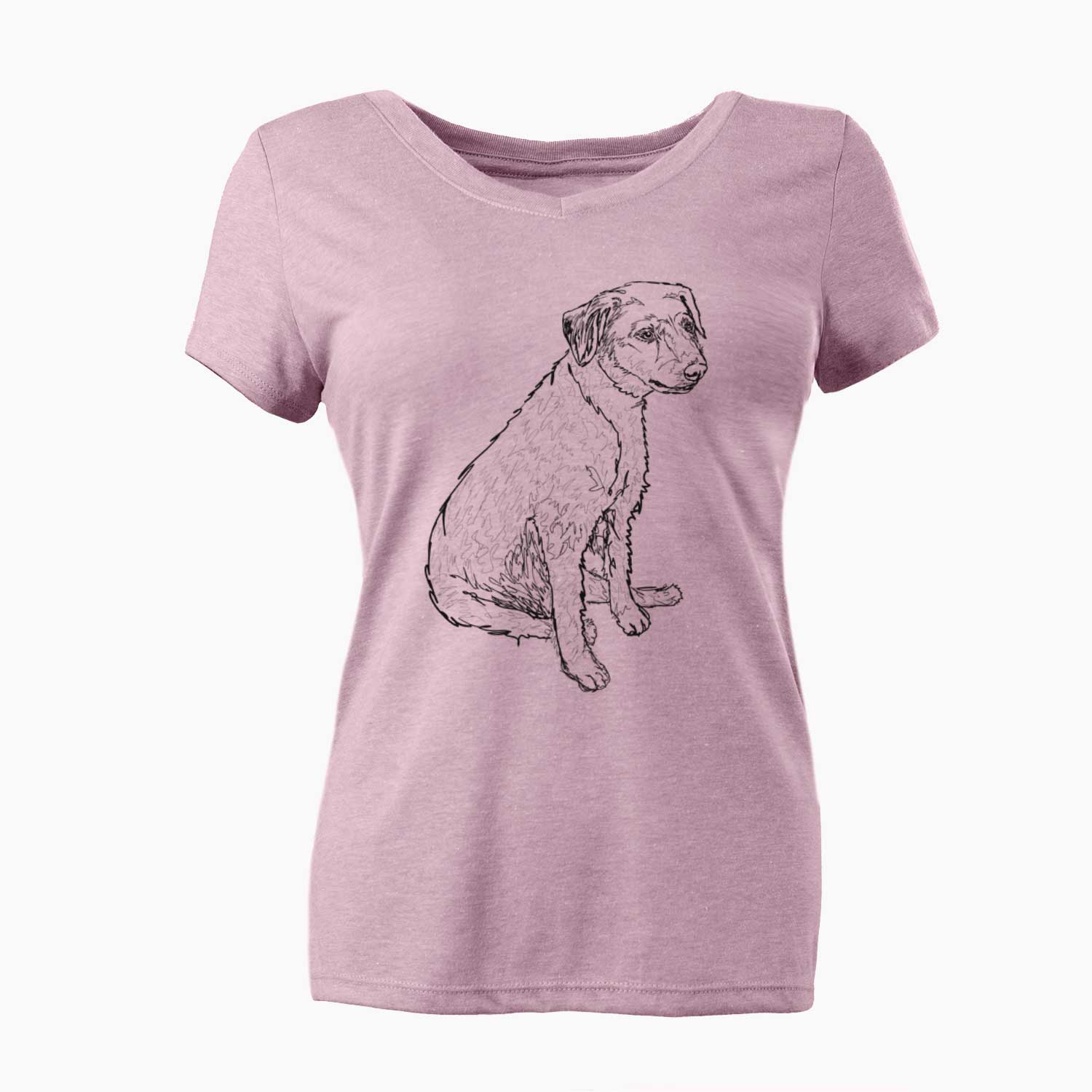 Doodled Poochie the Mixed Breed - Women's V-neck Shirt