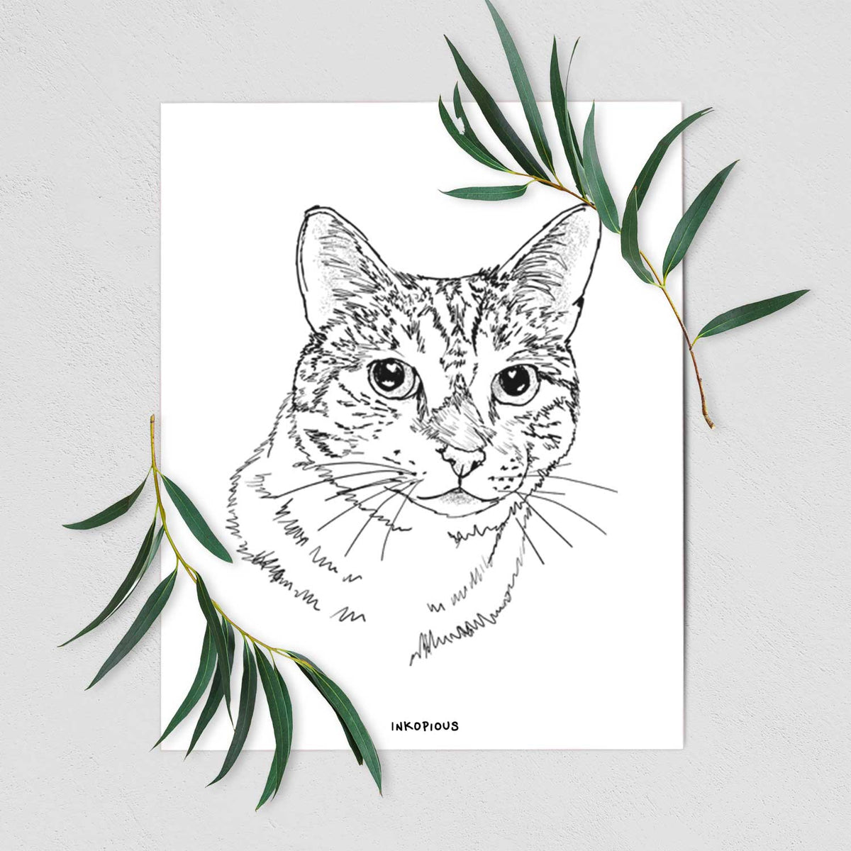 Doodled Prince the Tabby Cat Art Print