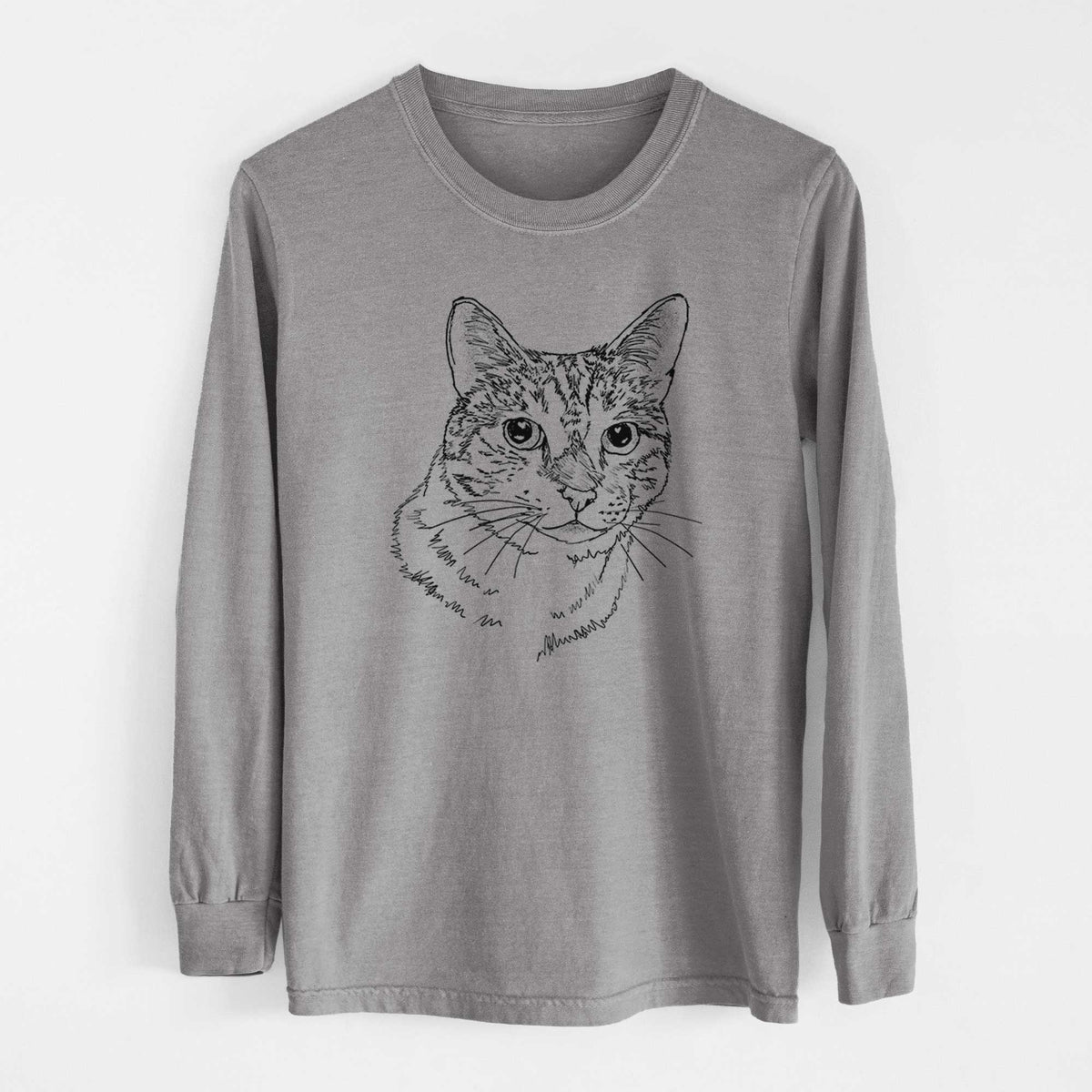 Doodled Prince the Tabby Cat - Heavyweight 100% Cotton Long Sleeve