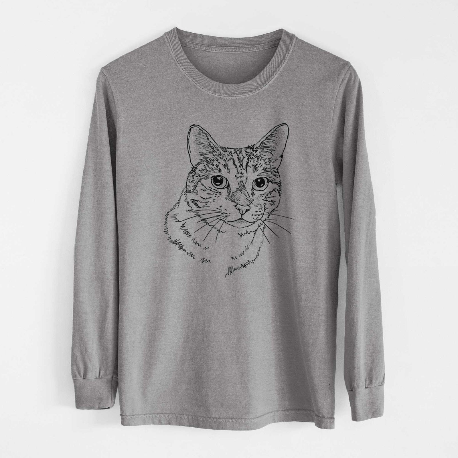 Doodled Prince the Tabby Cat - Heavyweight 100% Cotton Long Sleeve