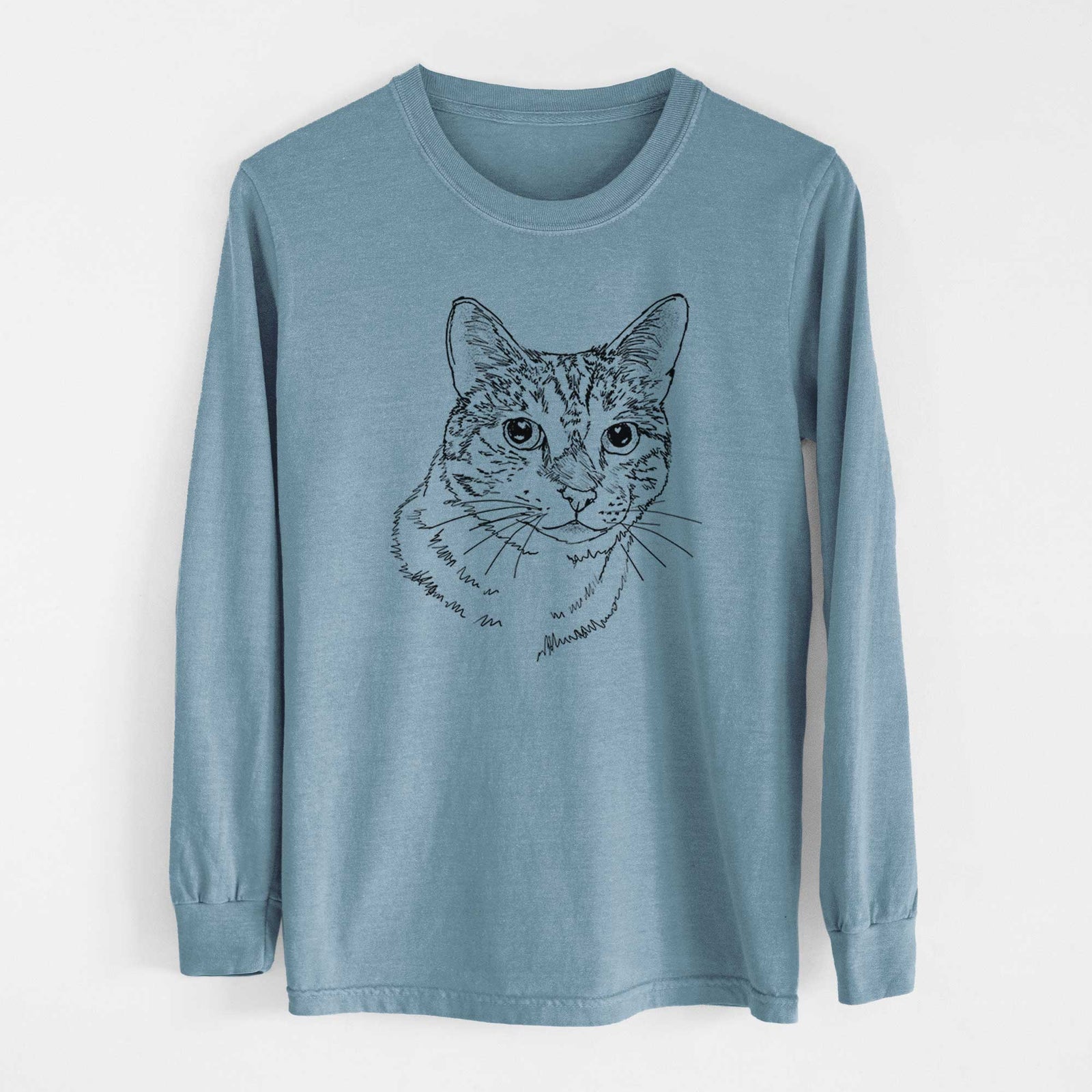Doodled Prince the Tabby Cat - Heavyweight 100% Cotton Long Sleeve