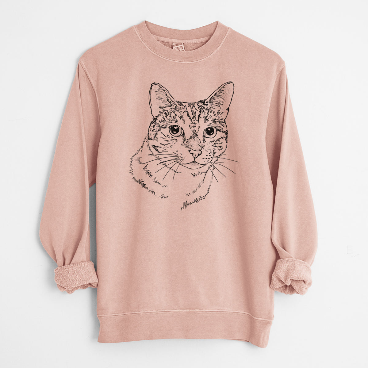 Doodled Prince the Tabby Cat - Unisex Pigment Dyed Crew Sweatshirt