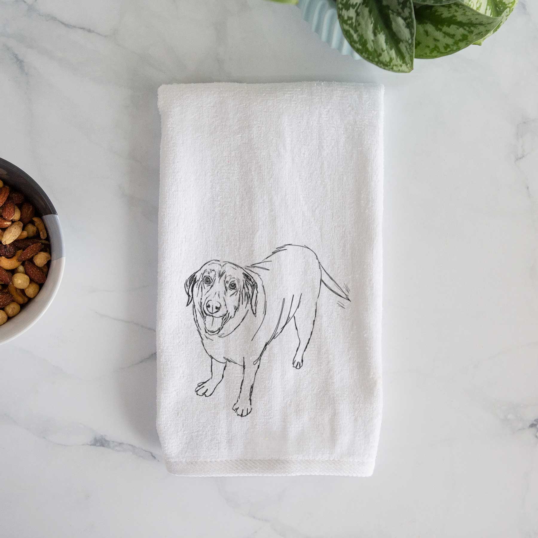 Doodled Puddles the Labrador Retriever Decorative Hand Towel