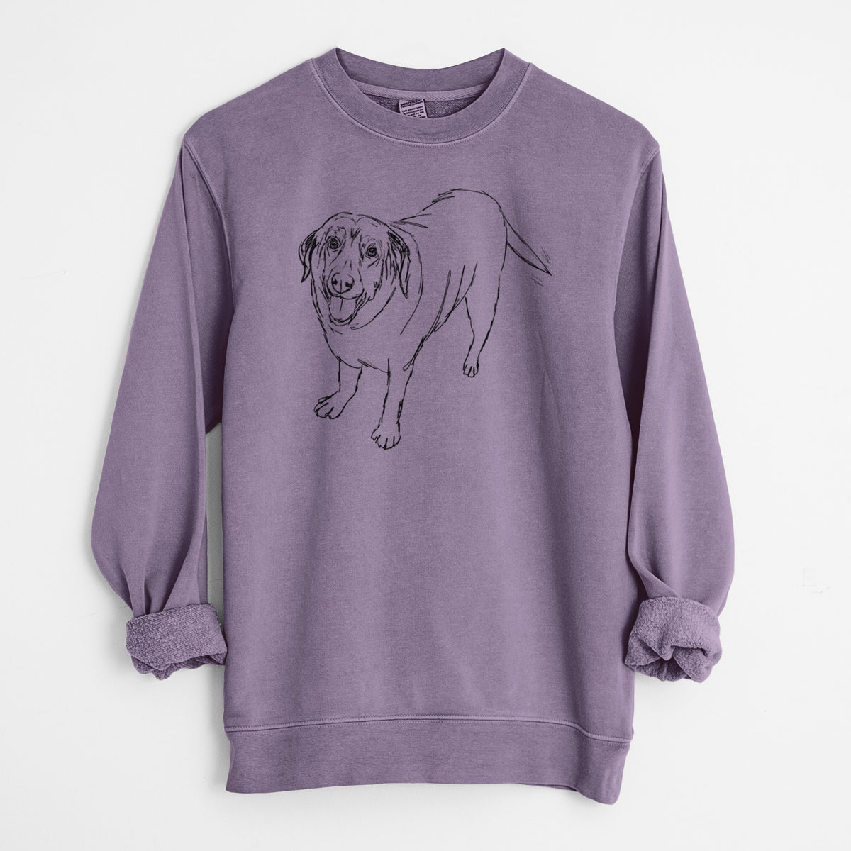 Doodled Puddles the Labrador Retriever - Unisex Pigment Dyed Crew Sweatshirt